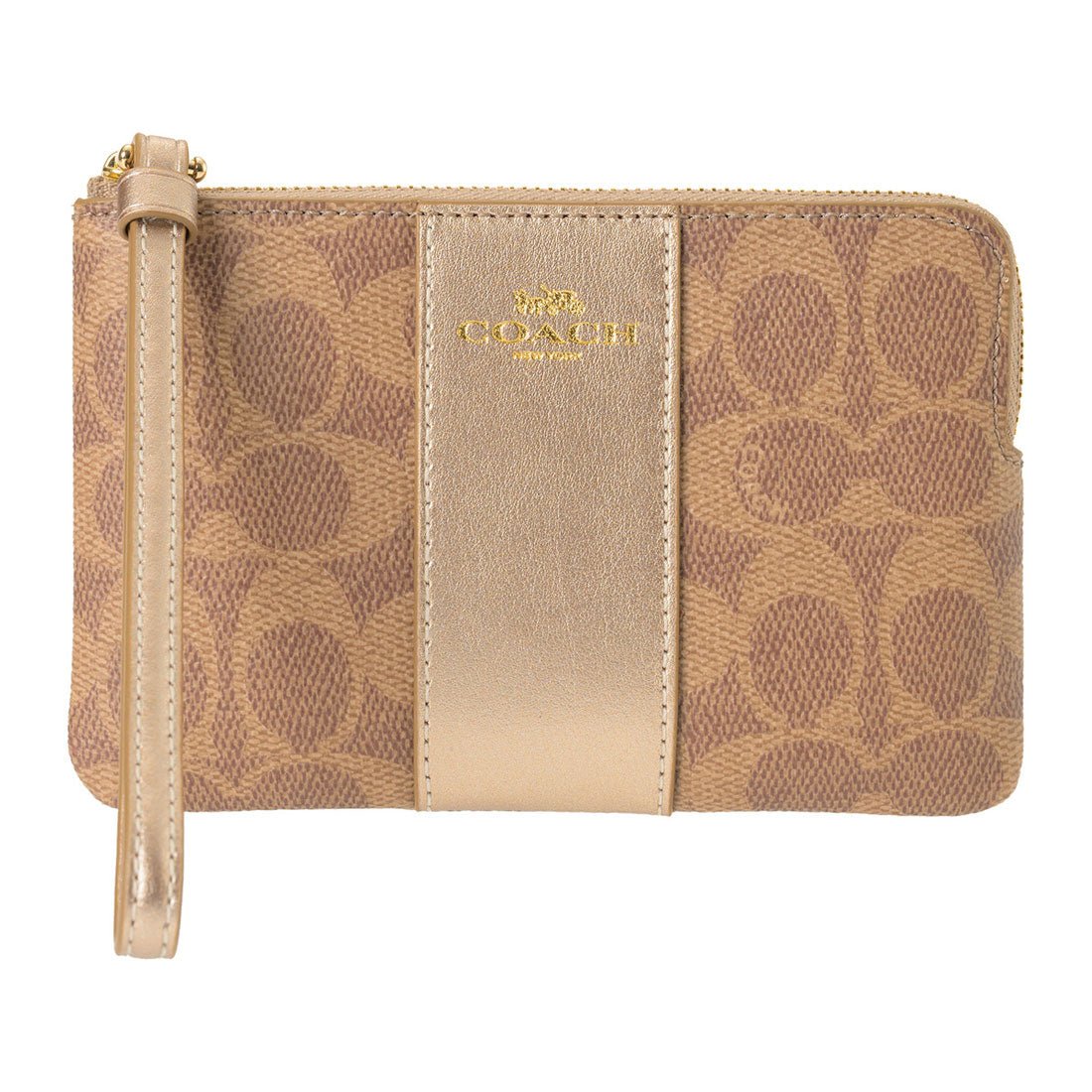 coach ポーチ COACH COACH Pouch Signature Canvas Corner Zip Wristlet CX255 IMXD3 TAN