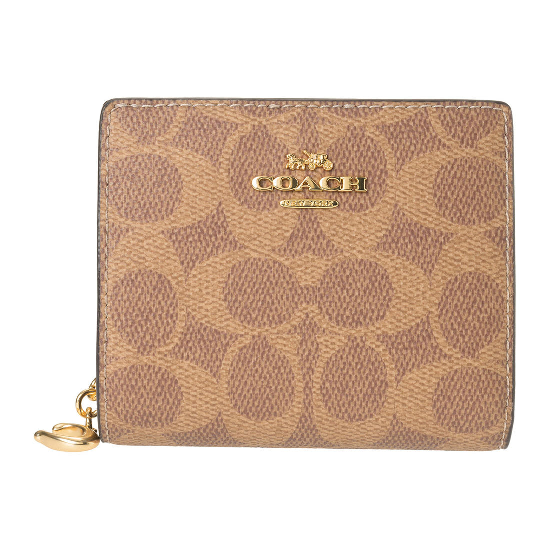 COACH COACH 兩折錢包 簽名 帆布 按扣 錢包 CW789 IMXHE TAN/BROWN