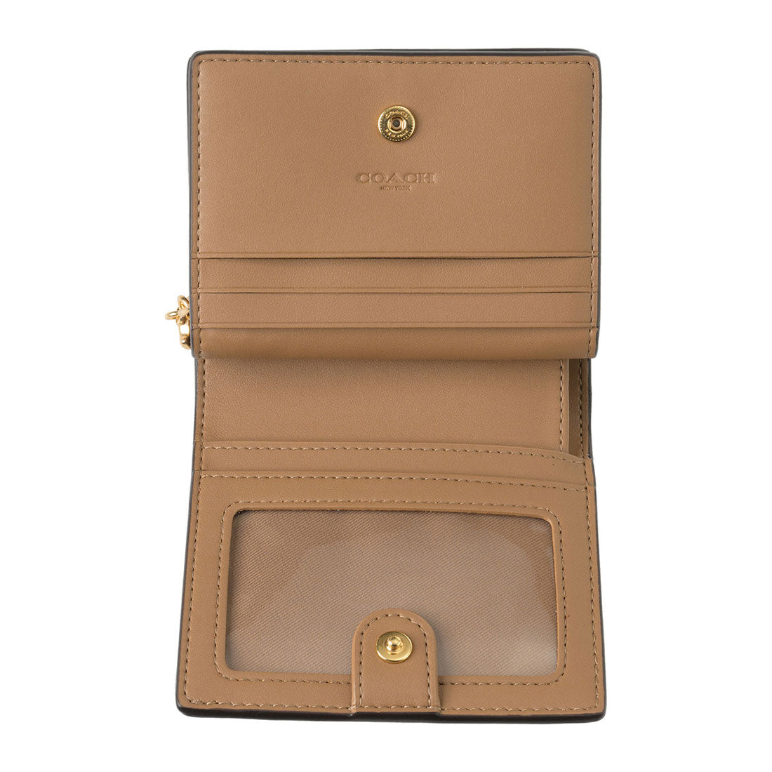 COACH COACH 兩折錢包 簽名 帆布 按扣 錢包 CW789 IMXHE TAN/BROWN