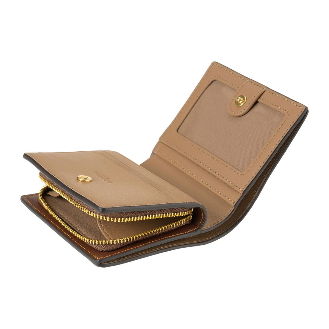 COACH COACH 兩折錢包 簽名 帆布 按扣 錢包 CW789 IMXHE TAN/BROWN