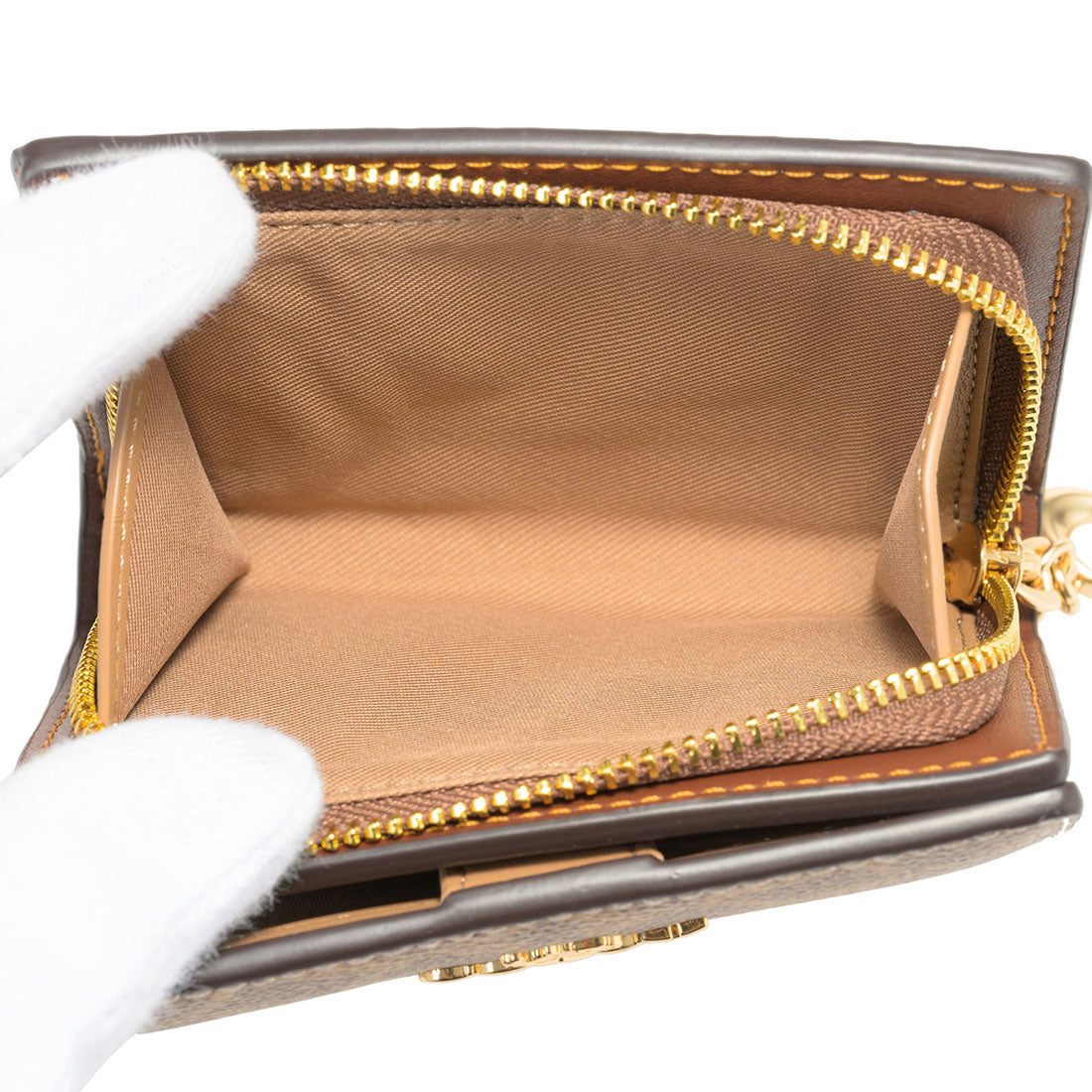 COACH COACH 兩折錢包 簽名 帆布 按扣 錢包 CW789 IMXHE TAN/BROWN