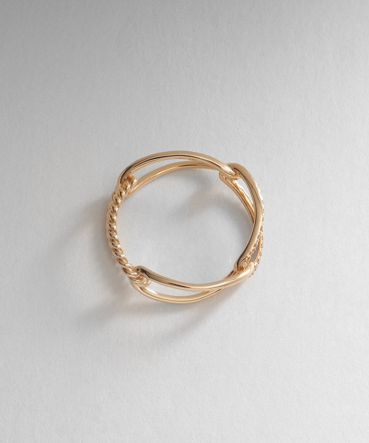 ココシュニック COCOSHNIK ◆K10ダイヤモンド ロープPCチェーン リング (イエローゴールド(104)) イエローゴールド(104)