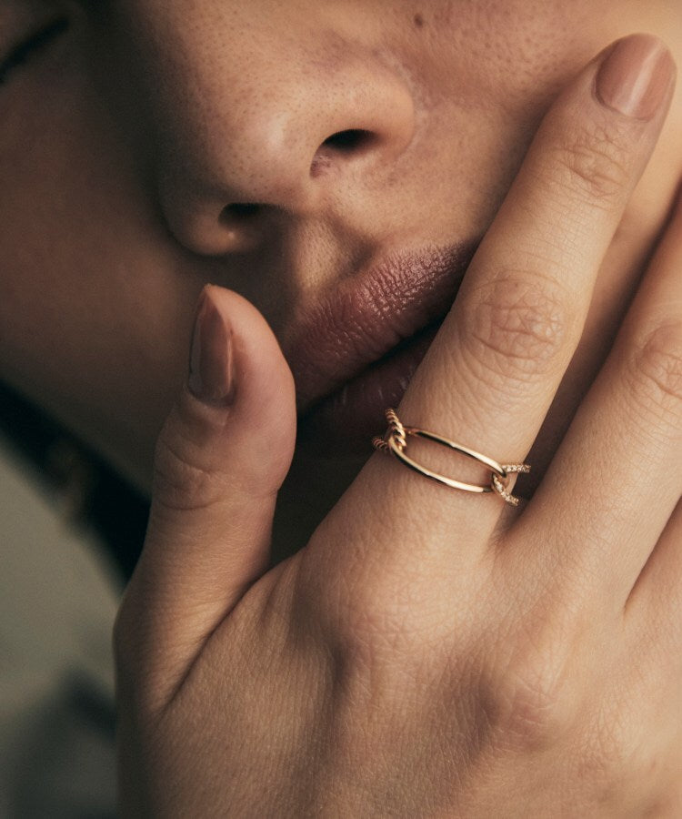 ココシュニック COCOSHNIK ◆K10ダイヤモンド ロープPCチェーン リング (イエローゴールド(104)) イエローゴールド(104)