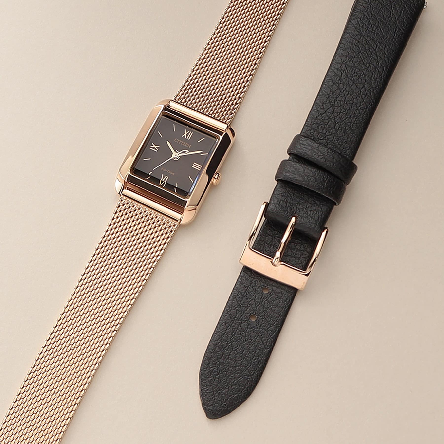 ココシュニック COCOSHNIK RG シチズンL別注モデル スクエア チェンジャブルウォッチ(ブラック) (ローズゴールド(100)) ローズゴールド(100)