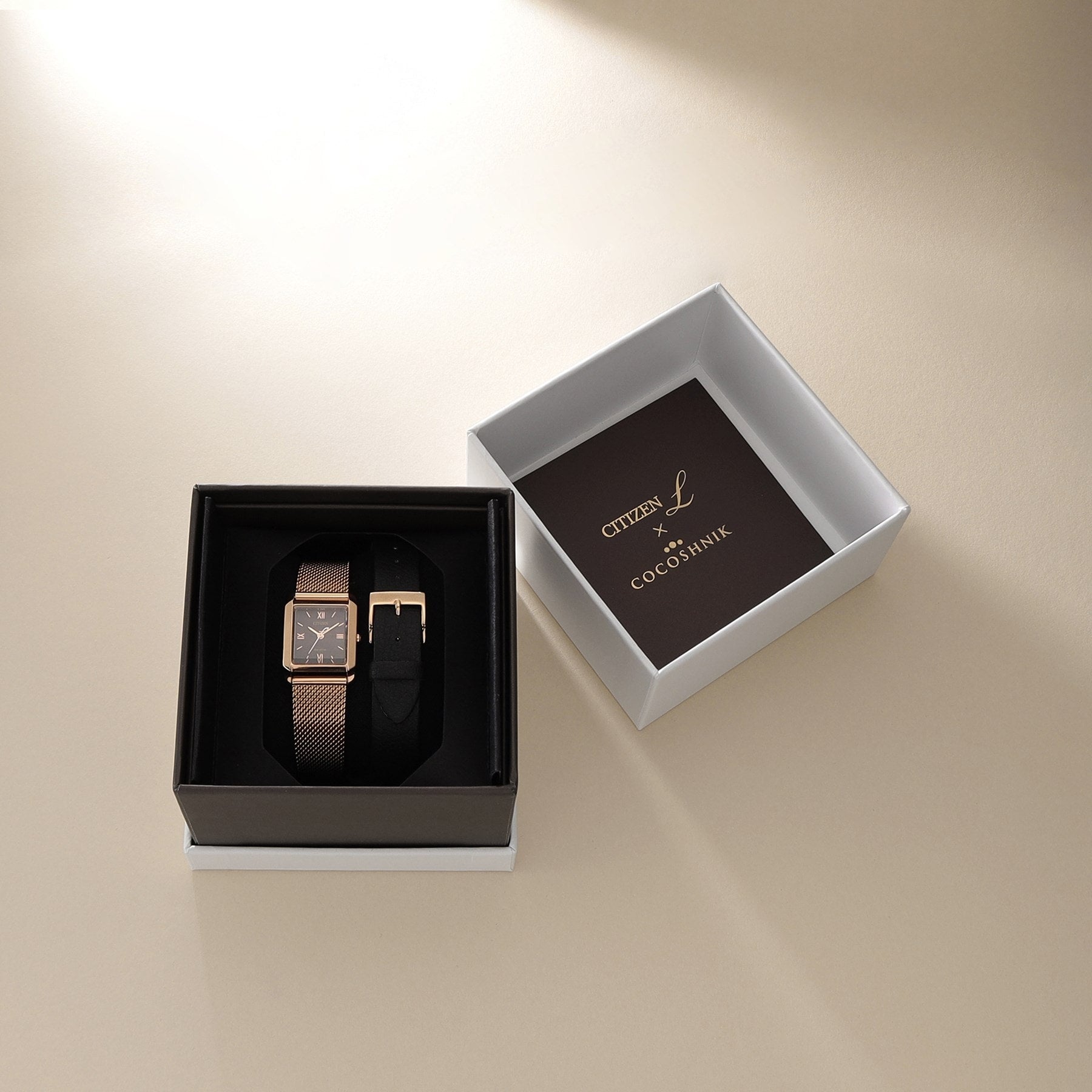 ココシュニック COCOSHNIK RG シチズンL別注モデル スクエア チェンジャブルウォッチ(ブラック) (ローズゴールド(100)) ローズゴールド(100)