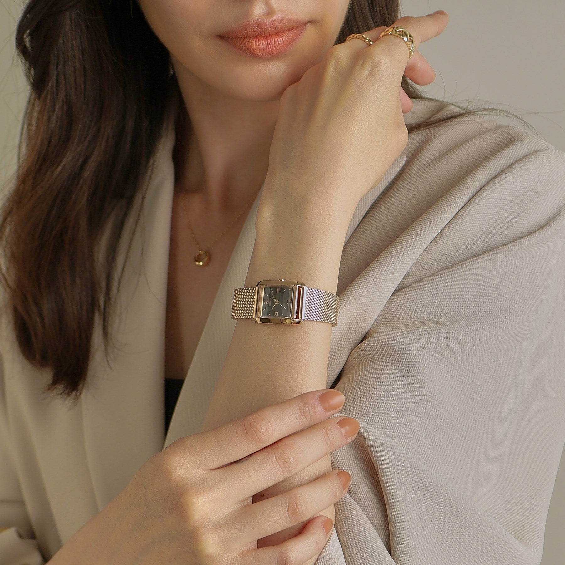 ココシュニック COCOSHNIK RG シチズンL別注モデル スクエア チェンジャブルウォッチ(ブラック) (ローズゴールド(100)) ローズゴールド(100)