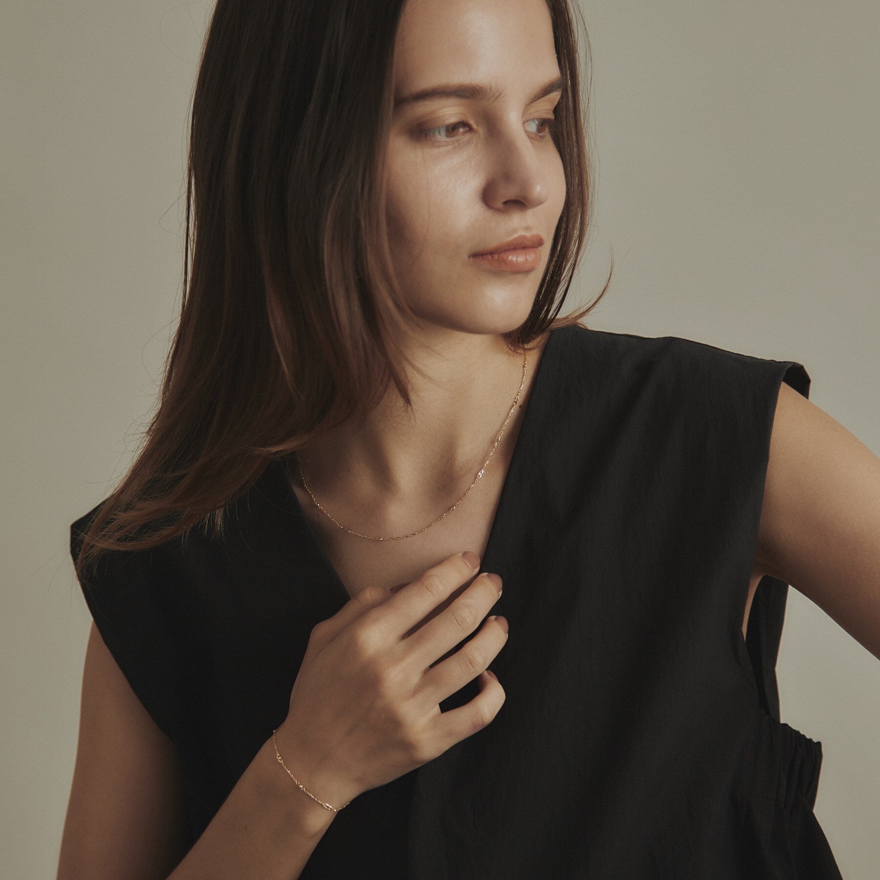 ココシュニック COCOSHNIK K18フラットキヘイ×ハニーカットビーズ ネックレス (イエローゴールド(100)) イエローゴールド(100)