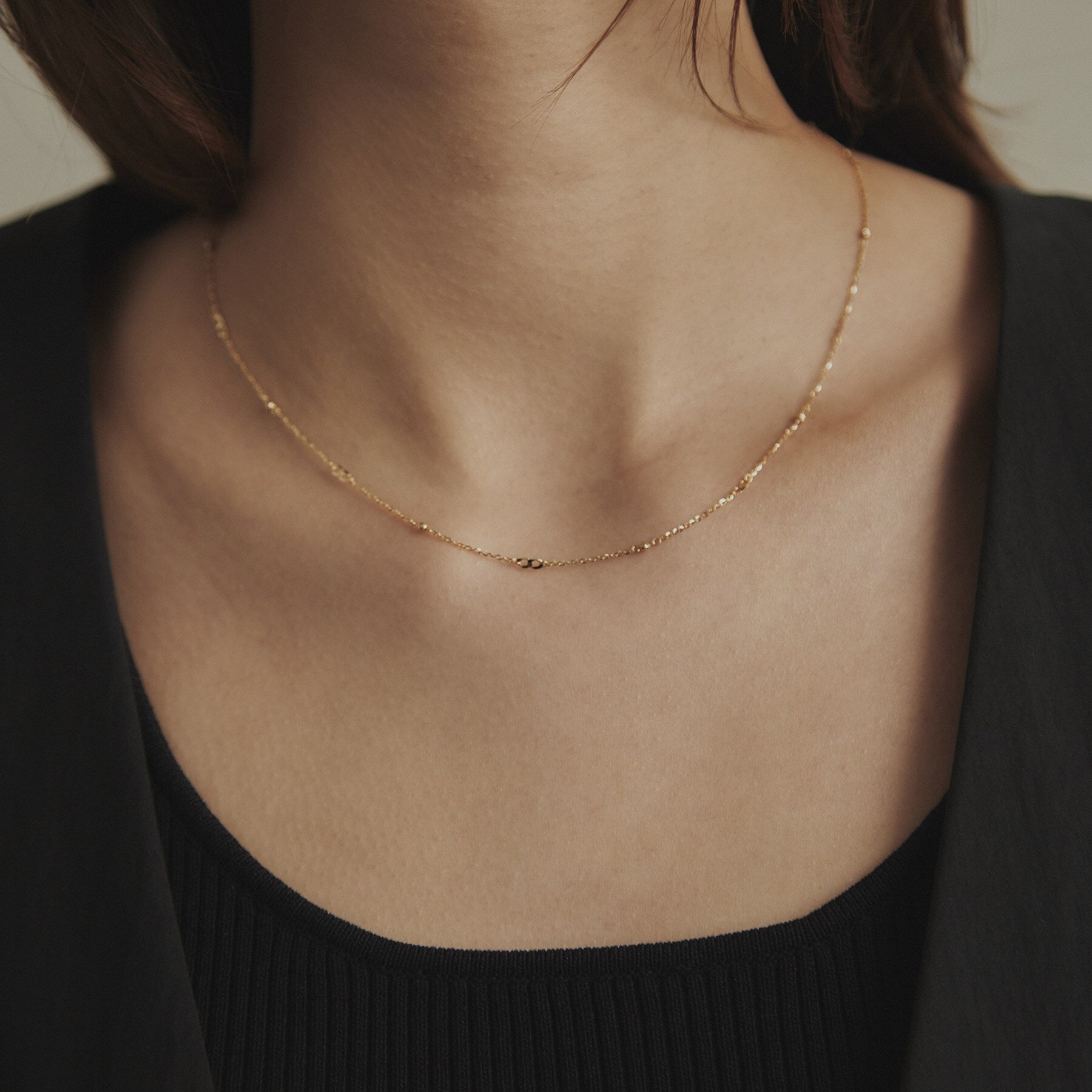 ココシュニック COCOSHNIK K18フラットキヘイ×ハニーカットビーズ ネックレス (イエローゴールド(100)) イエローゴールド(100)