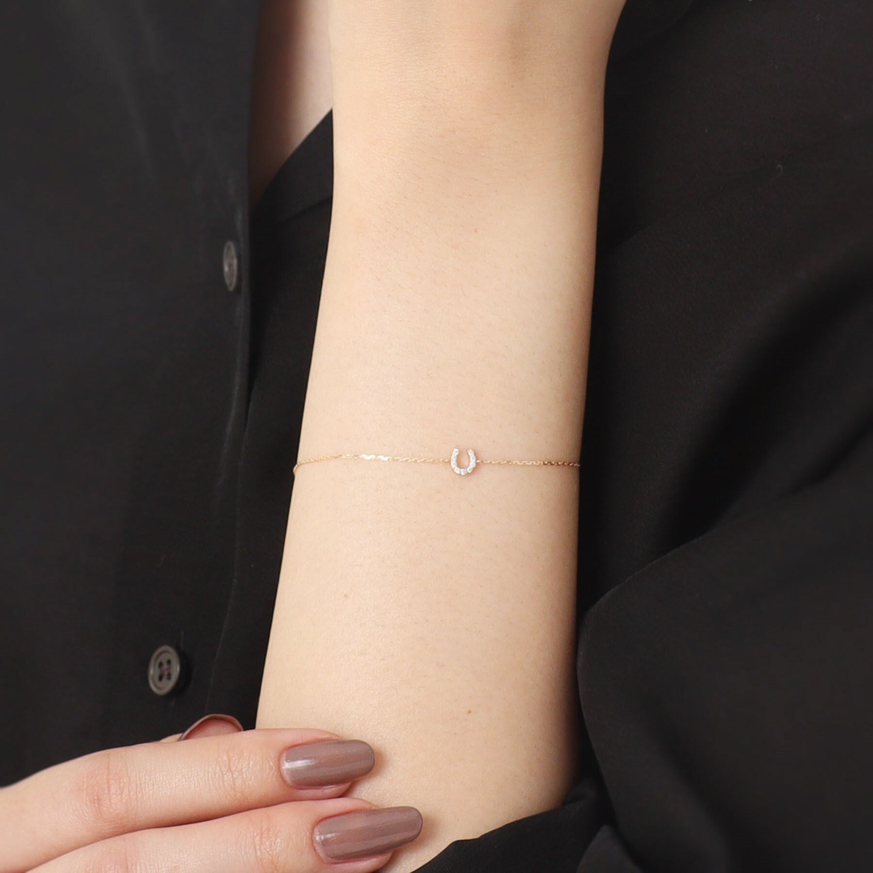 ココシュニック COCOSHNIK K10ダイヤモンド馬蹄モチーフ ブレスレット イエローゴールド(104)