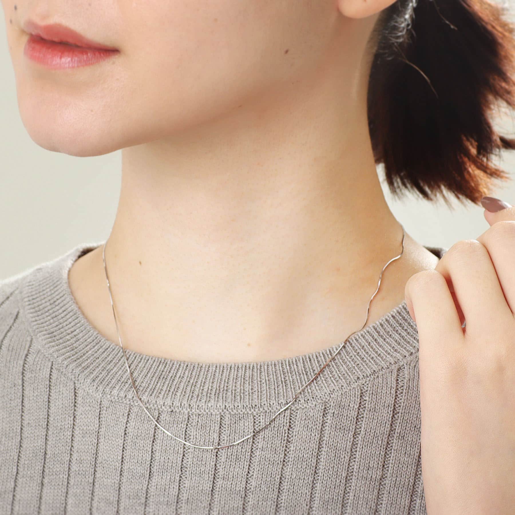 ココシュニック COCOSHNIK コンパクトチェーン ネックレス(WG) (ホワイトゴールド) ホワイトゴールド(200)