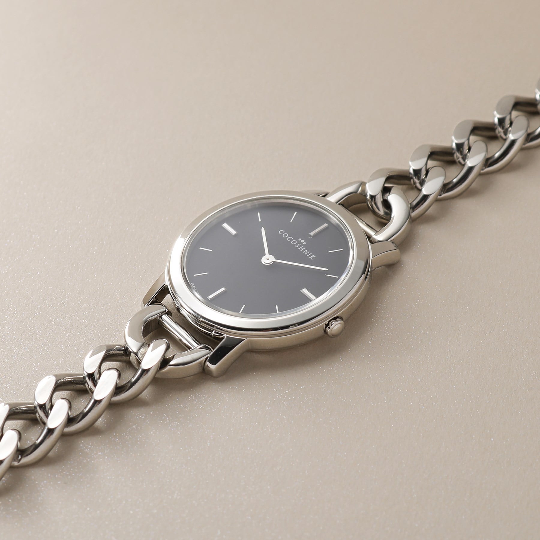 COCOSHNIK SS 圓形鏈條皮帶手錶
