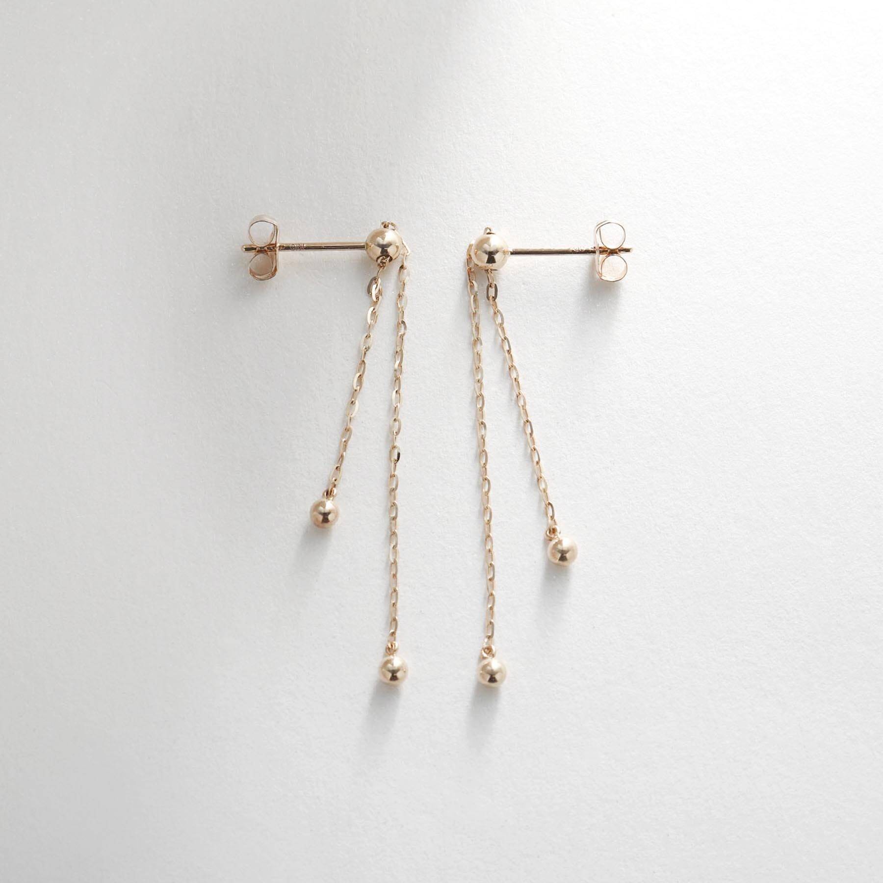 ココシュニック COCOSHNIK 中空ボールスライドチェーン スタッドピアス