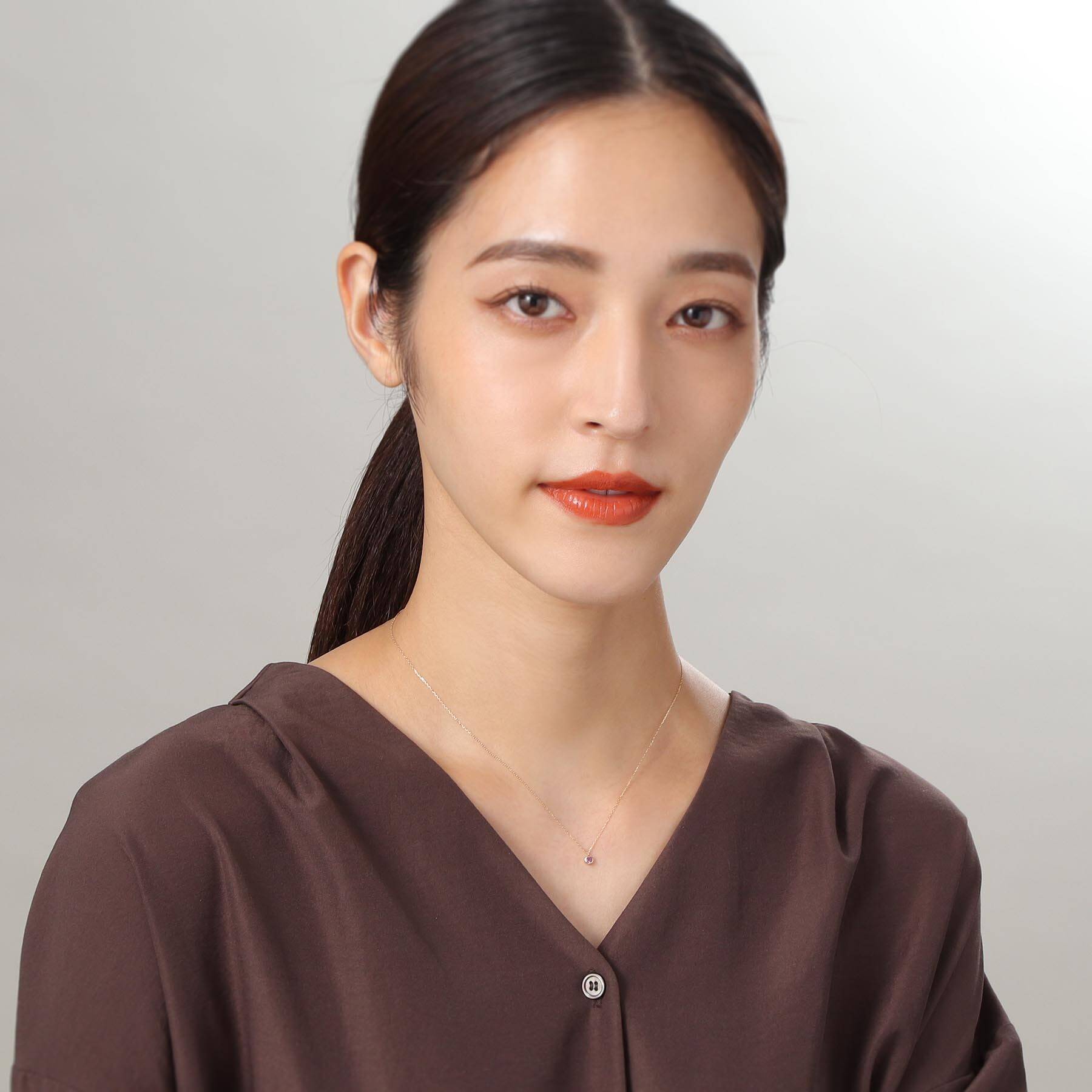 ココシュニック COCOSHNIK 【WEB限定】K10スピリチュアルストーン(アメシスト)ネックレス イエローゴールド(102)