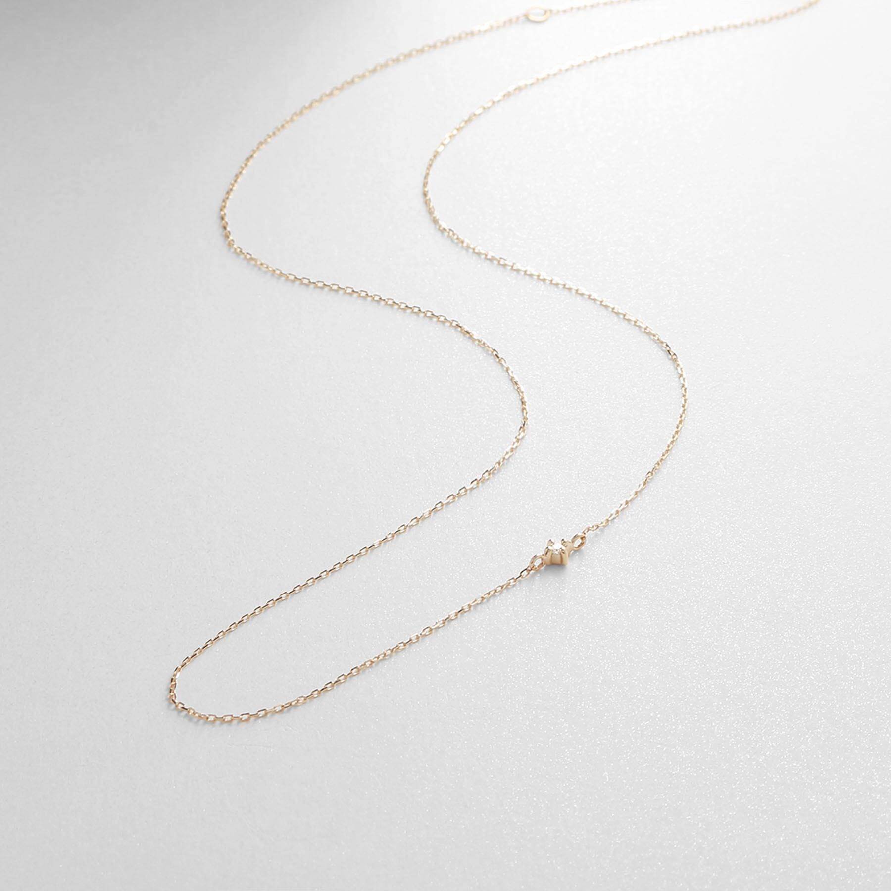 ココシュニック COCOSHNIK K10ダイヤモンド爪留め アシンメトリーネックレス イエローゴールド(104)