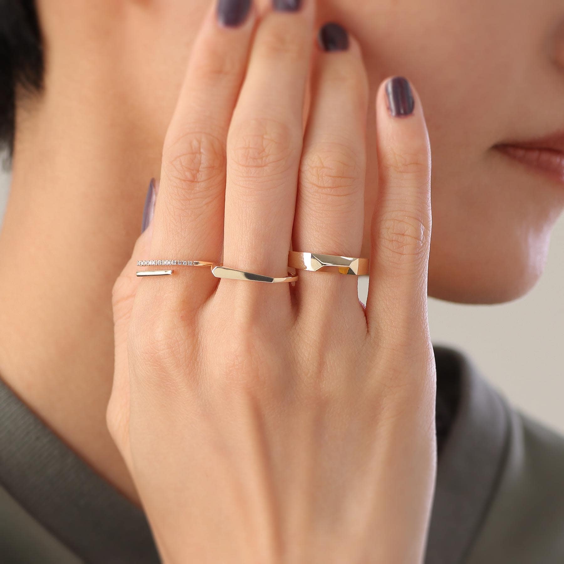 ココシュニック COCOSHNIK K10ダイヤモンド スリットオーバーラップ リング