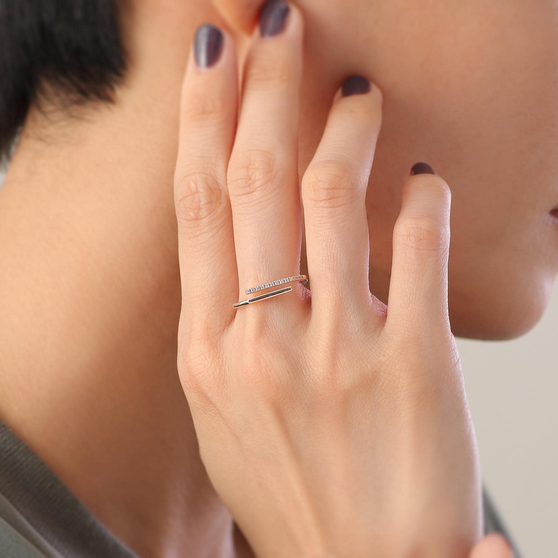 ココシュニック COCOSHNIK K10ダイヤモンド スリットオーバーラップ リング