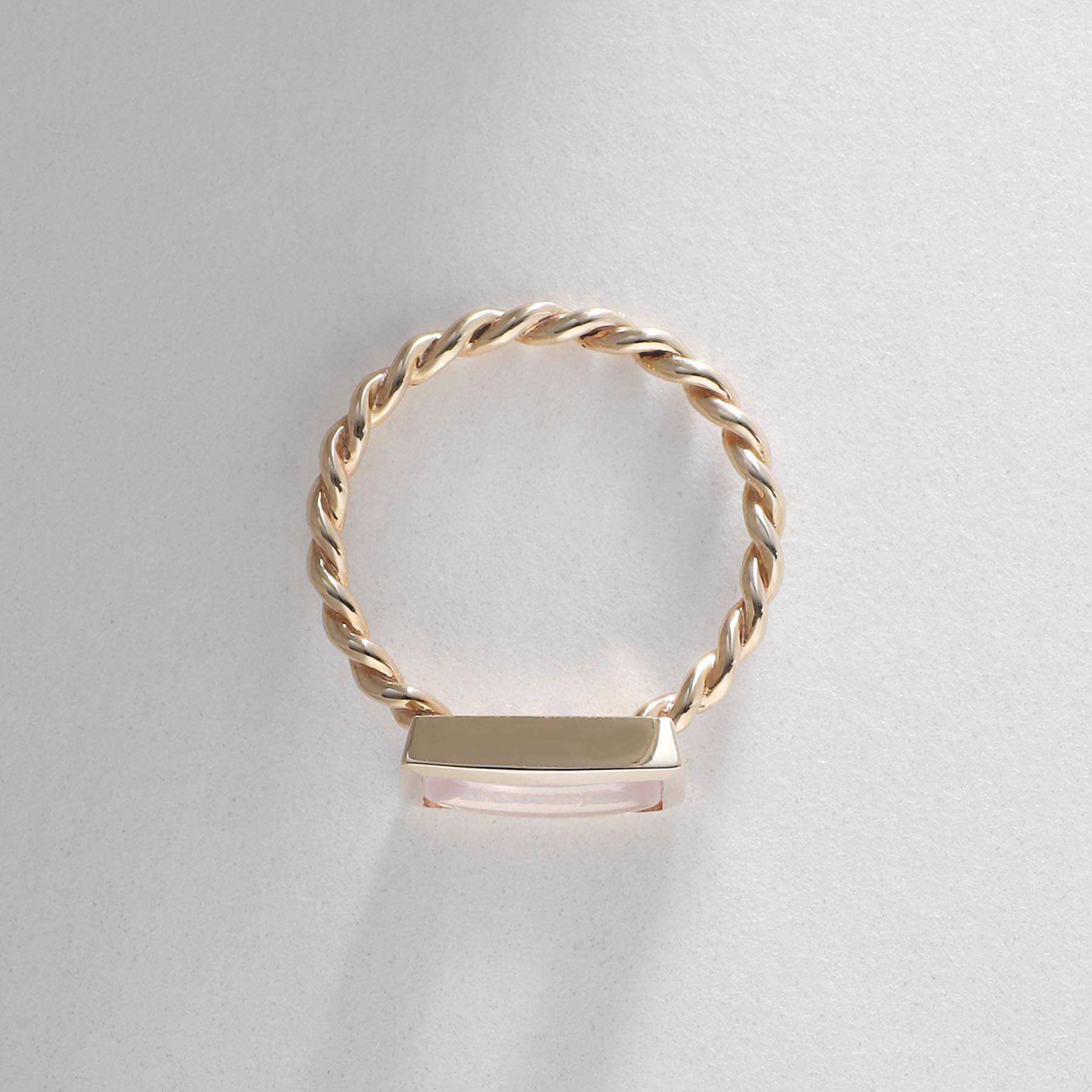 ココシュニック COCOSHNIK K10ローズクォーツ バフトップカット リング イエローゴールド(117)