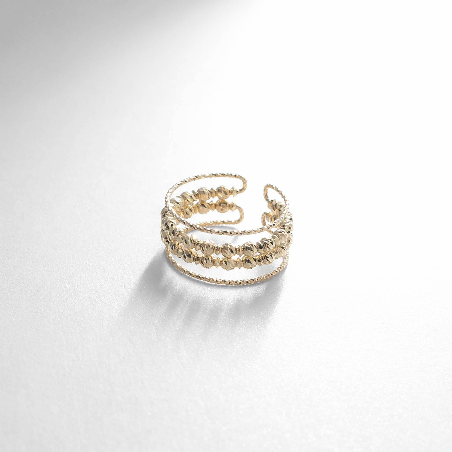 ココシュニック COCOSHNIK K10ハニーカットビーズ スリットリング イエローゴールド(100)