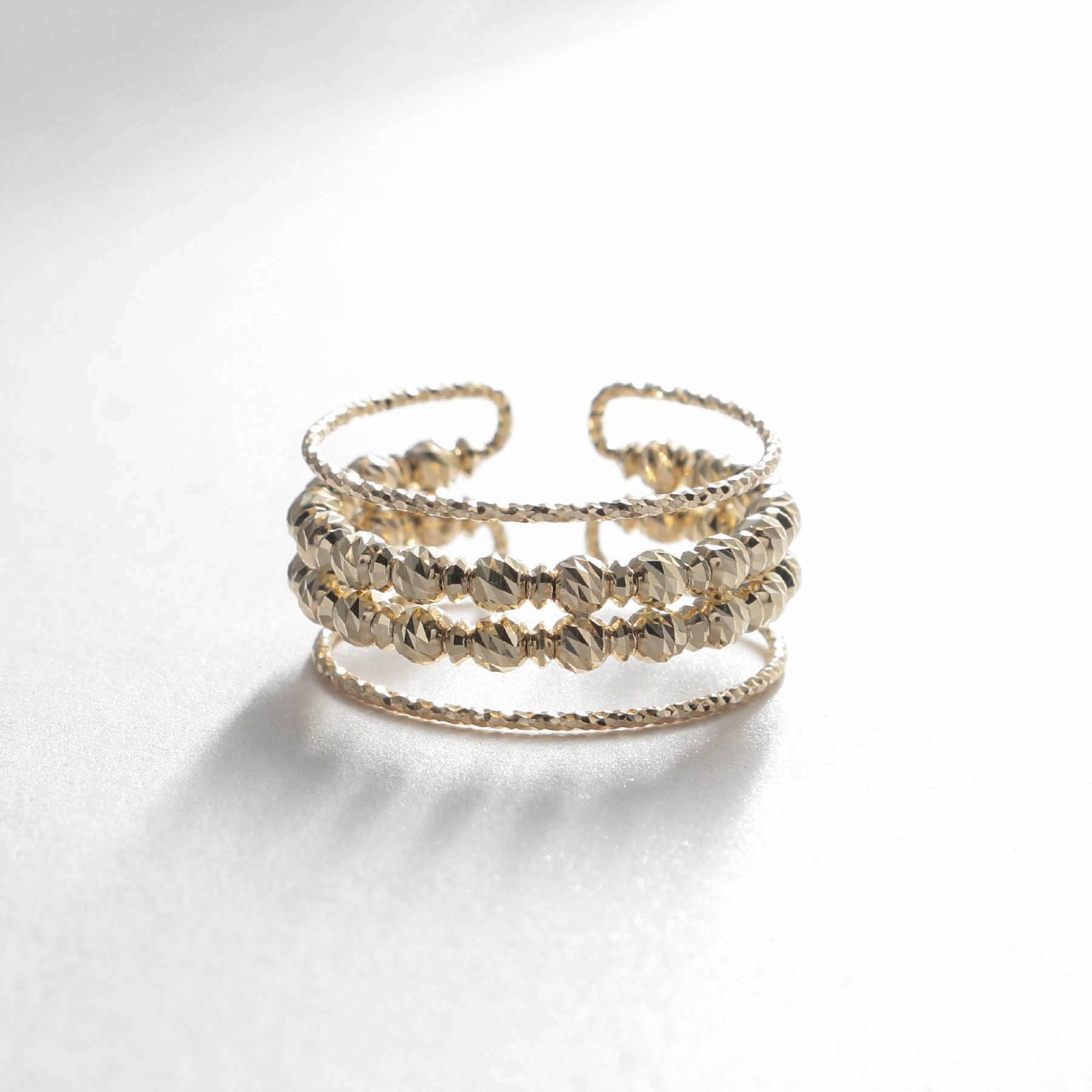 ココシュニック COCOSHNIK K10ハニーカットビーズ スリットリング イエローゴールド(100)