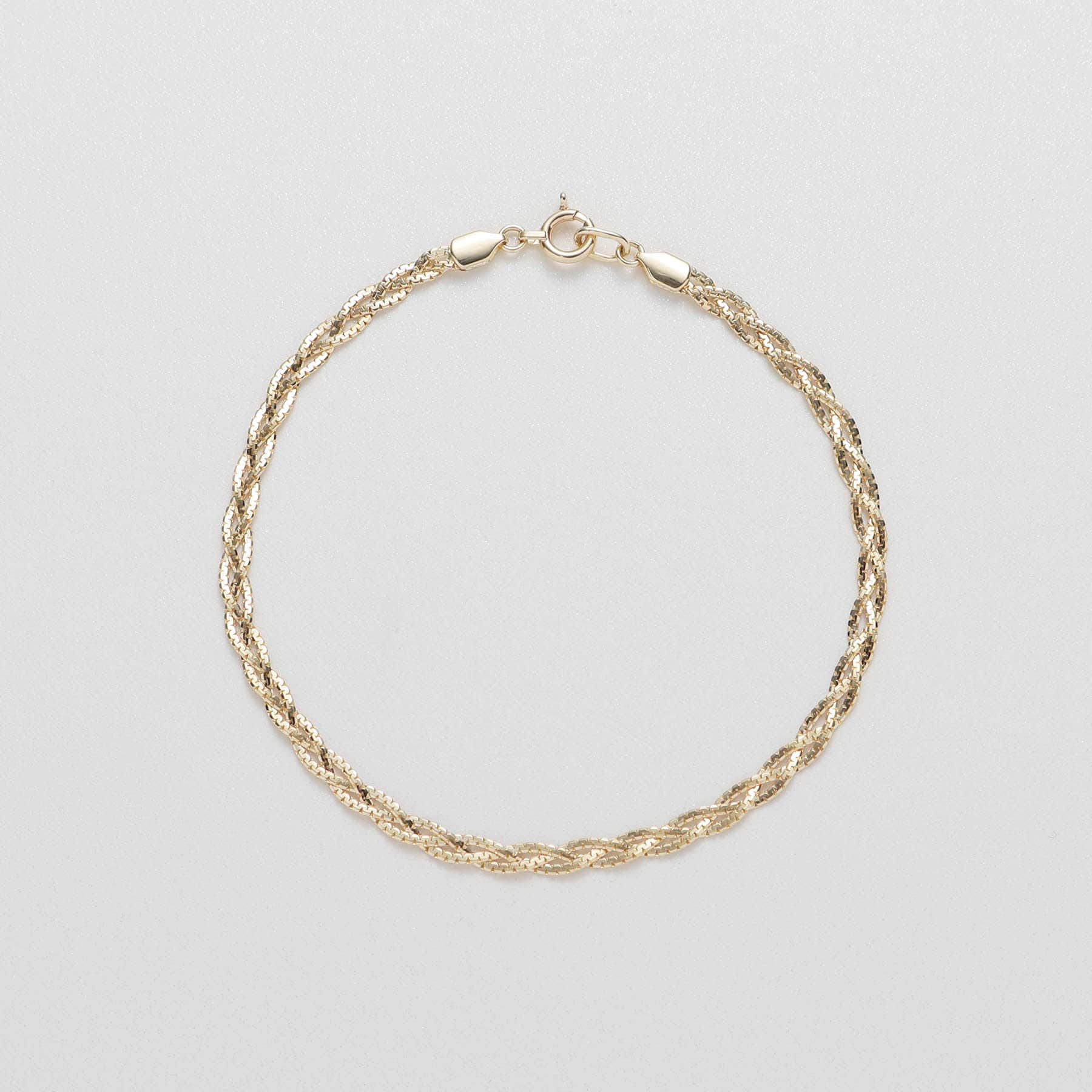 ココシュニック COCOSHNIK K10ベネフラット三つ編み ブレスレット イエローゴールド(100)