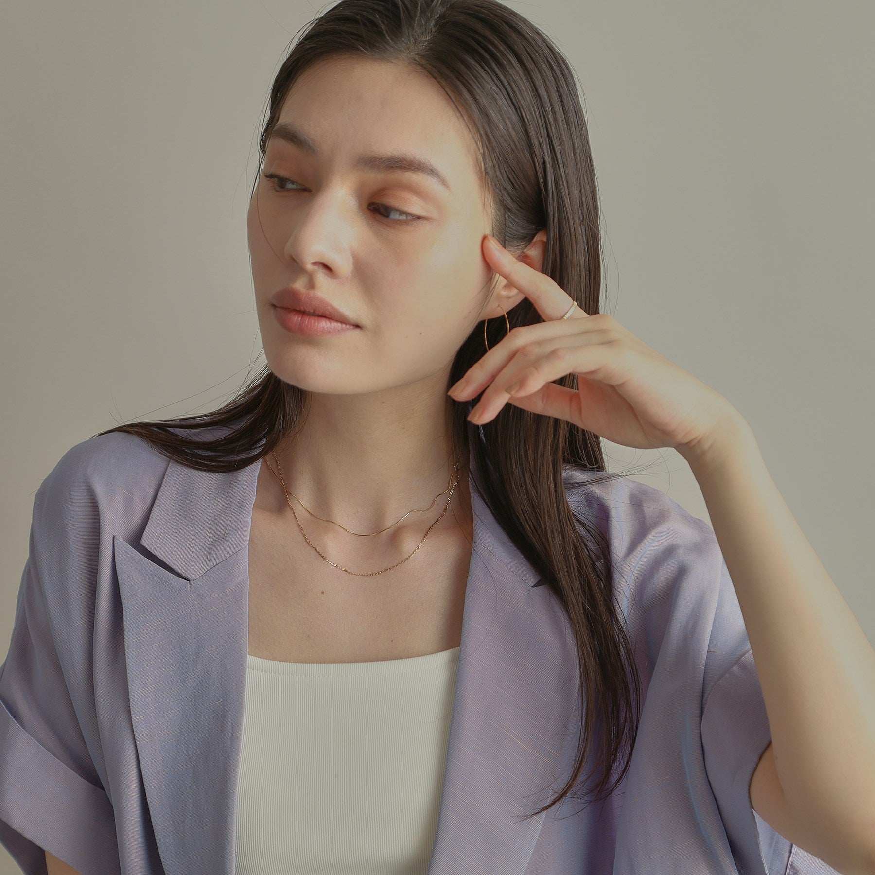 ココシュニック COCOSHNIK K18フレスコフラットチェーン ネックレス細 (イエローゴールド(100)) イエローゴールド(100)