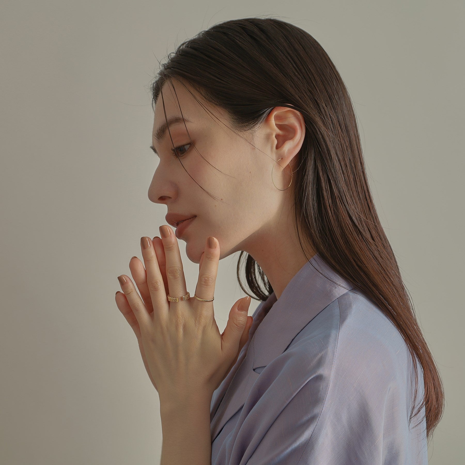 ココシュニック COCOSHNIK K18オメガチェーン フープピアス中 (イエローゴールド(100)) イエローゴールド(100)