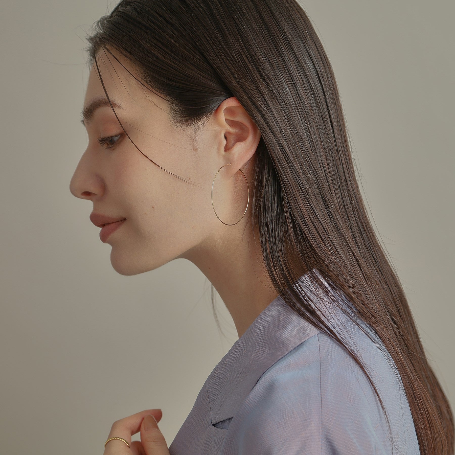 ココシュニック COCOSHNIK K18オメガチェーン フープピアス大 (イエローゴールド(100)) イエローゴールド(100)