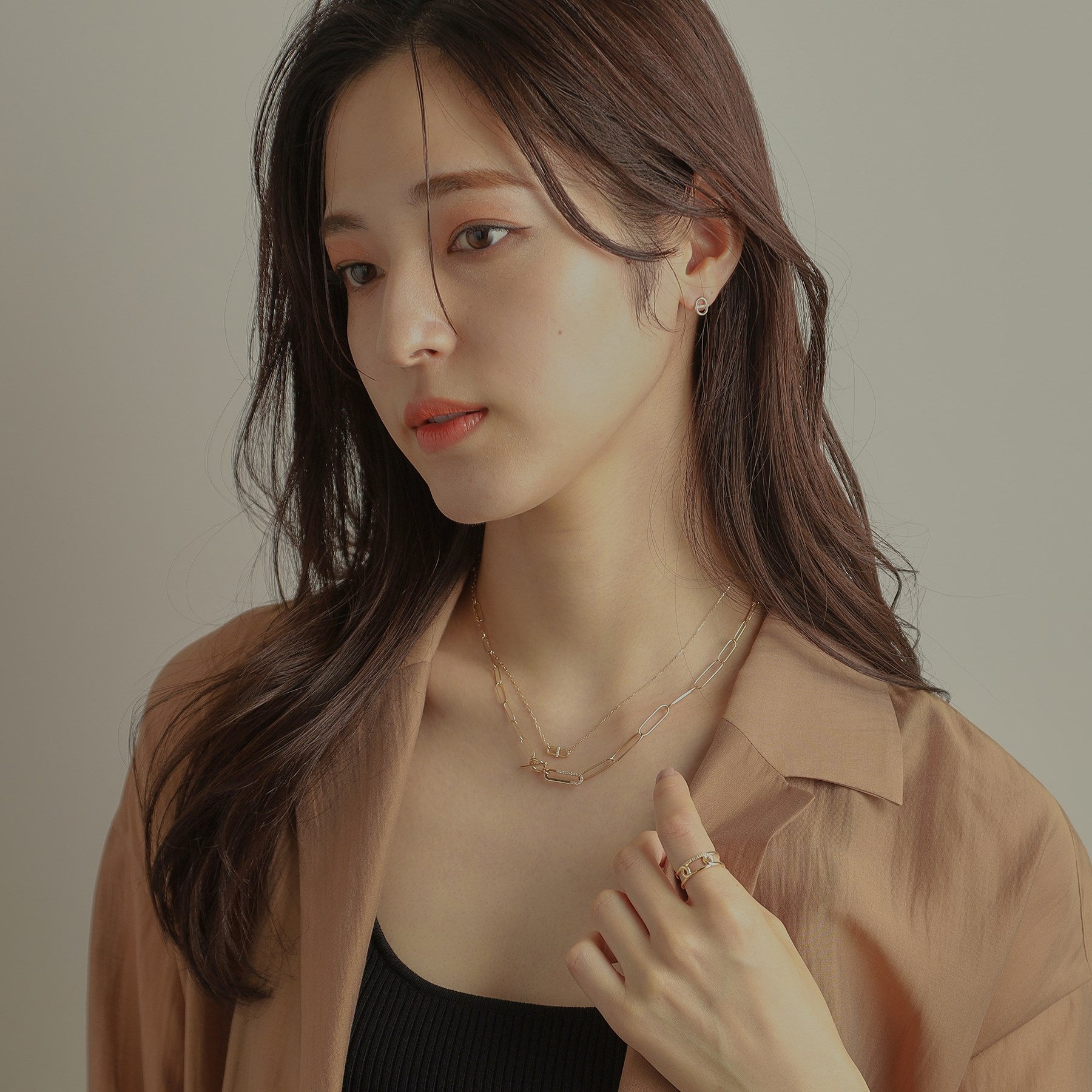 ココシュニック COCOSHNIK K10ダイヤモンド PCモチーフ スタッドピアス (イエローゴールド(104)) イエローゴールド(104)