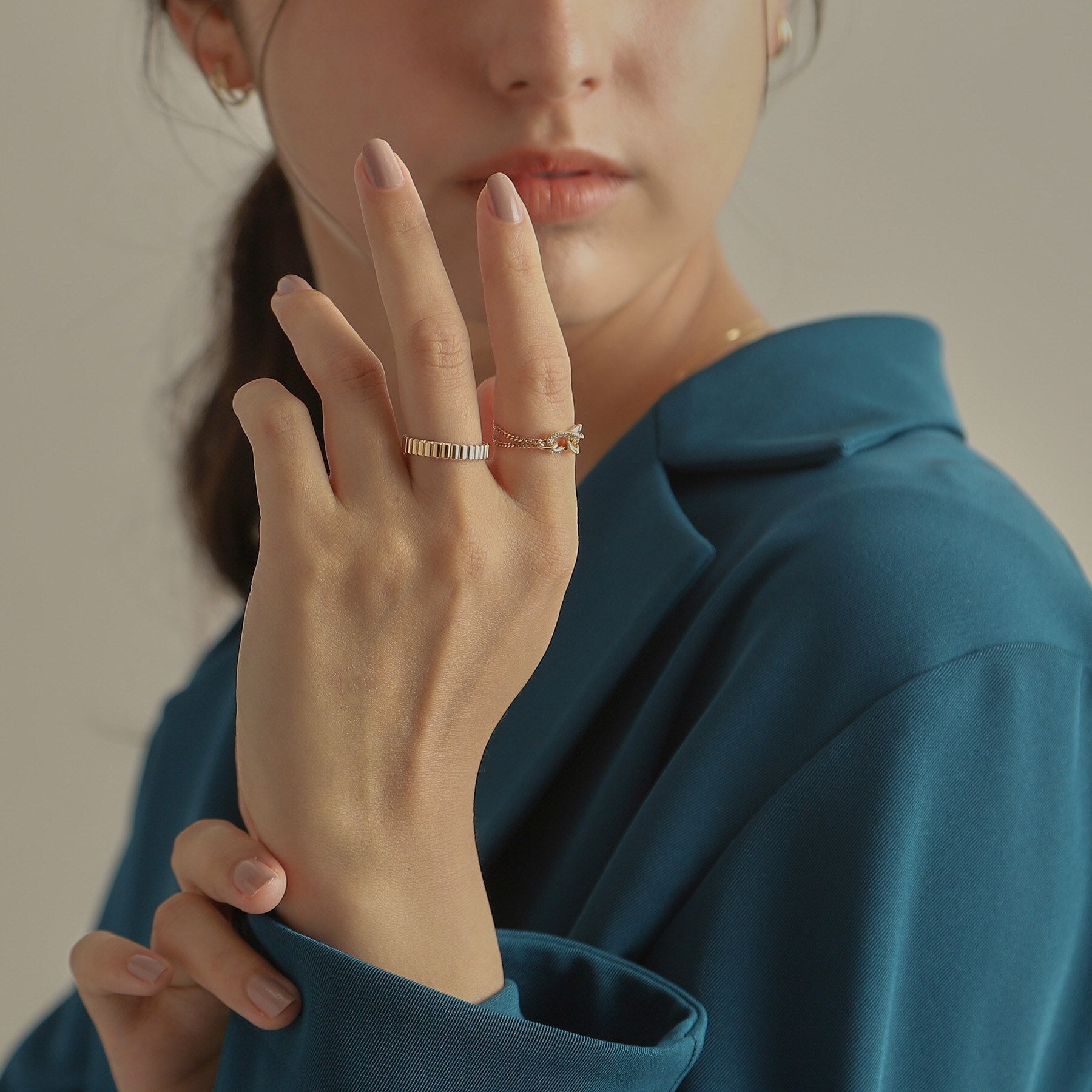 ココシュニック COCOSHNIK K10ダイヤモンド キヘイリンクチェーン リング (イエローゴールド(104)) イエローゴールド(104)