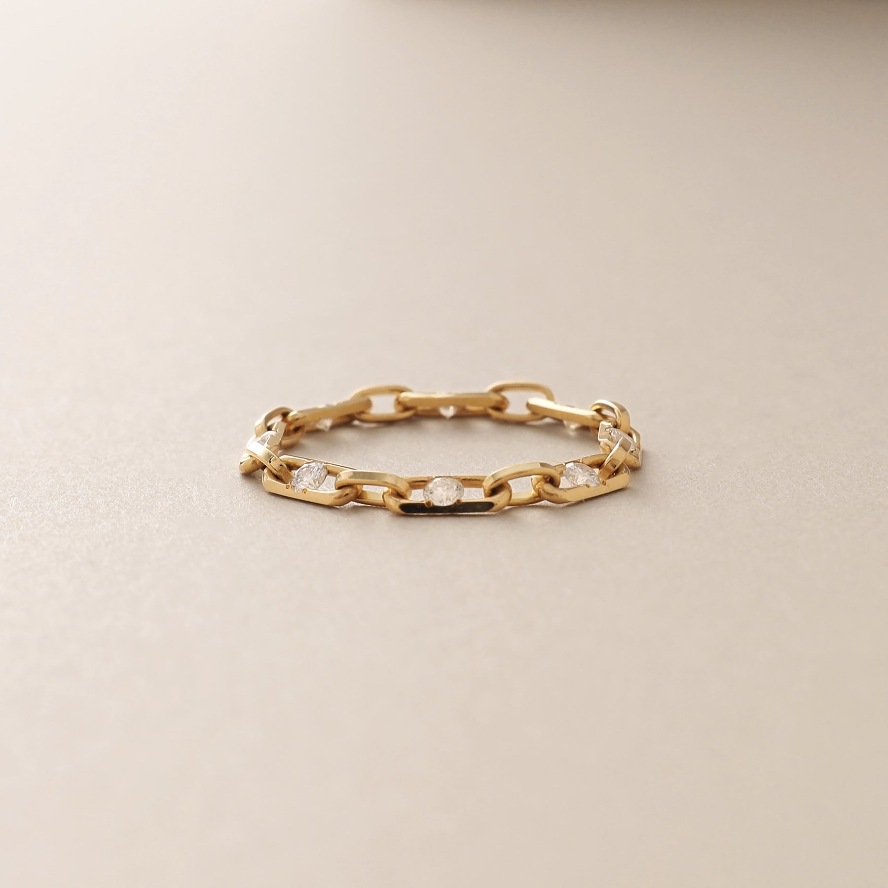 ココシュニック COCOSHNIK K18ダイヤモンド ロングカットアズキチェーン リング (イエローゴールド(104)) イエローゴールド(104)