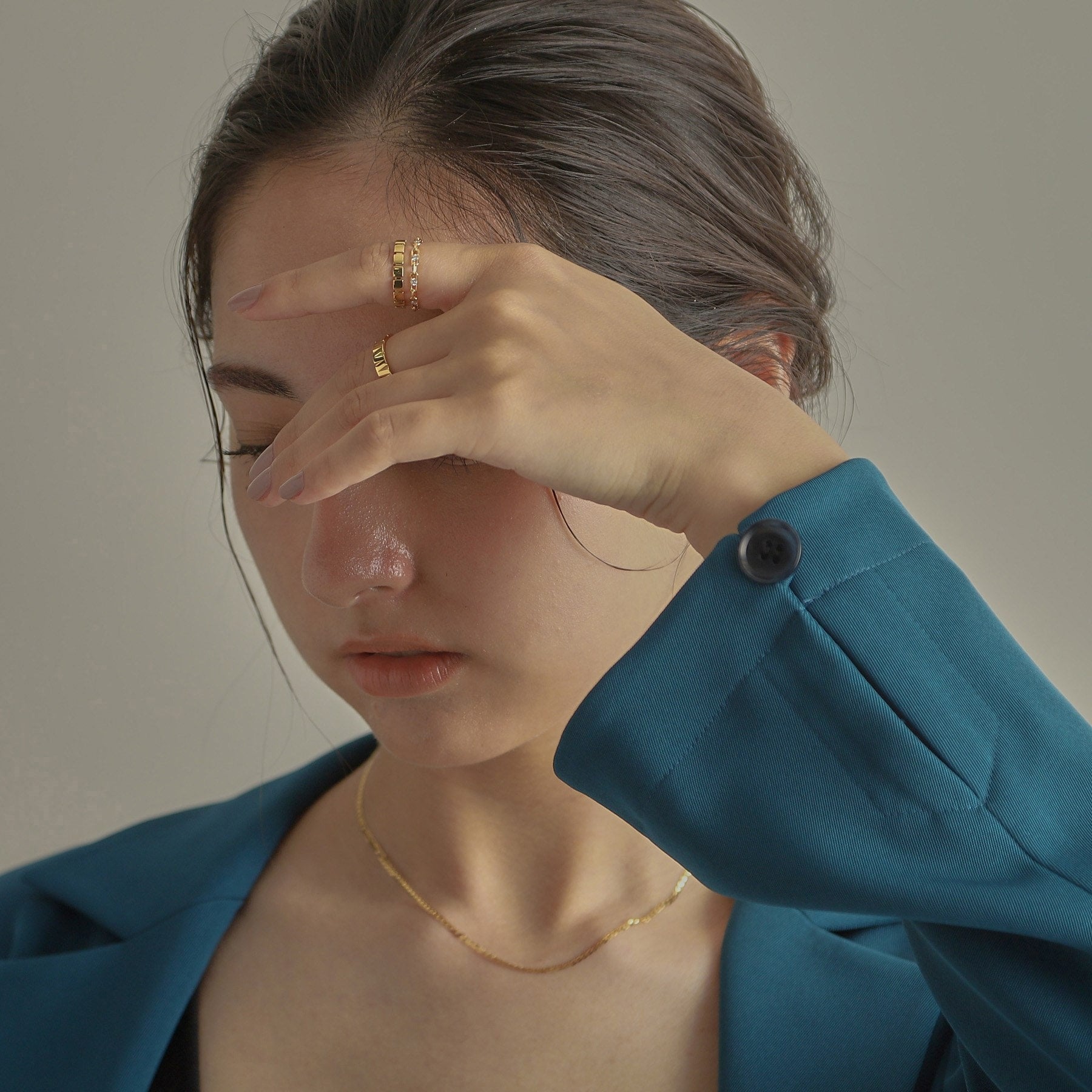 ココシュニック COCOSHNIK K18ダイヤモンド ロングカットアズキチェーン リング (イエローゴールド(104)) イエローゴールド(104)