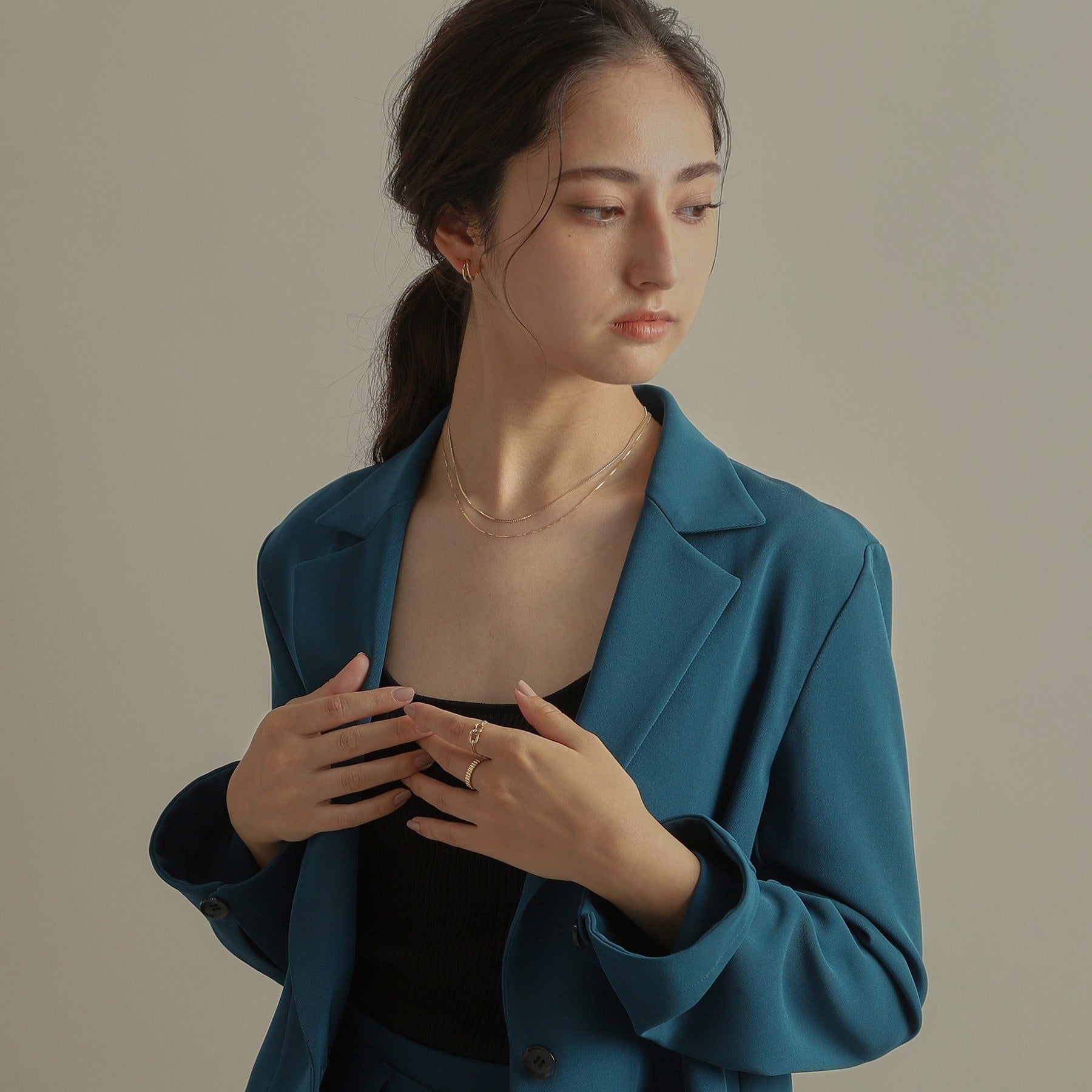 ココシュニック COCOSHNIK K10ベネフラット×ベネレイヤード ネックレス (イエローゴールド(100)) イエローゴールド(100)