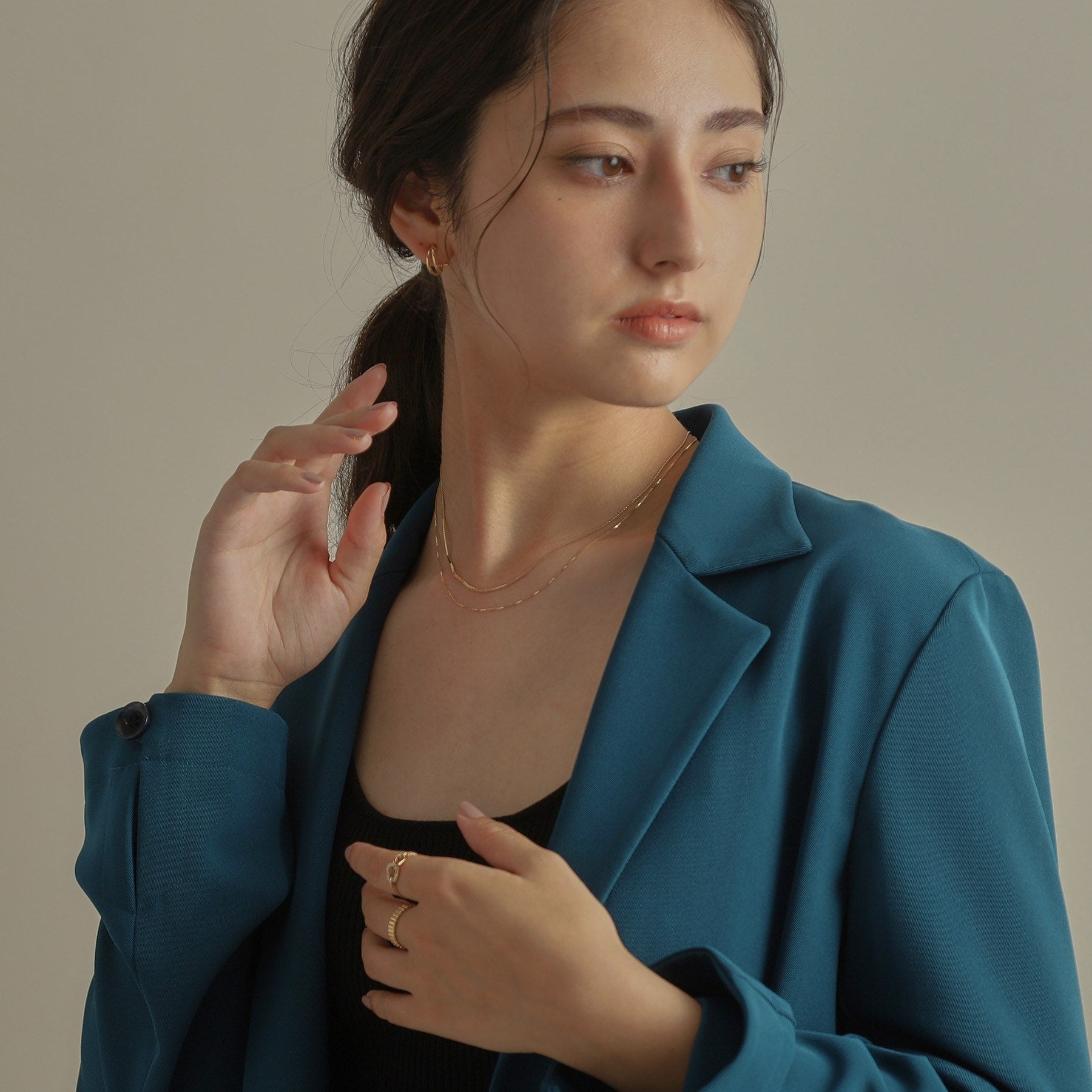 ココシュニック COCOSHNIK K10ベネフラット×ベネレイヤード ネックレス (イエローゴールド(100)) イエローゴールド(100)