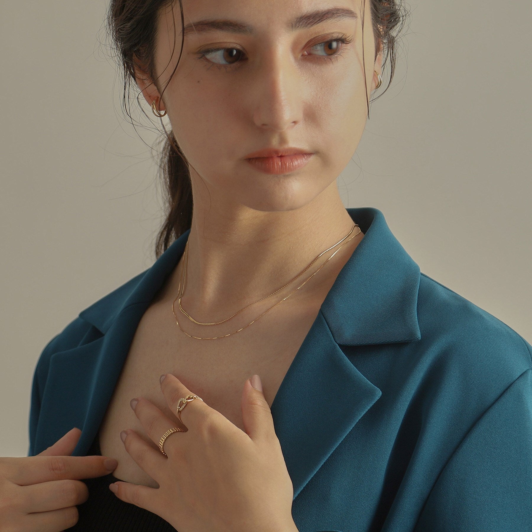 ココシュニック COCOSHNIK K10ベネフラット×ベネレイヤード ネックレス (イエローゴールド(100)) イエローゴールド(100)