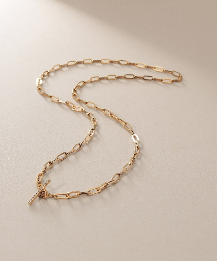 ココシュニック COCOSHNIK K10ダイヤモンド 中空プリムダイヤバー ネックレス (アイボリー(104)) アイボリー(104)