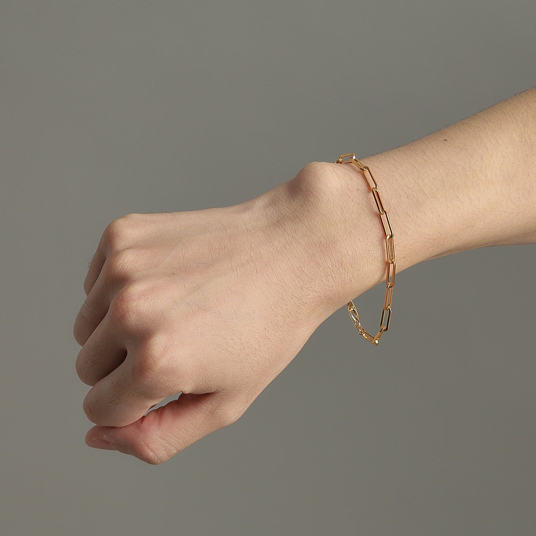 COCOSHNIK ONKITSCH 銀色 設計鍊條 扁平電纜手鍊 GP