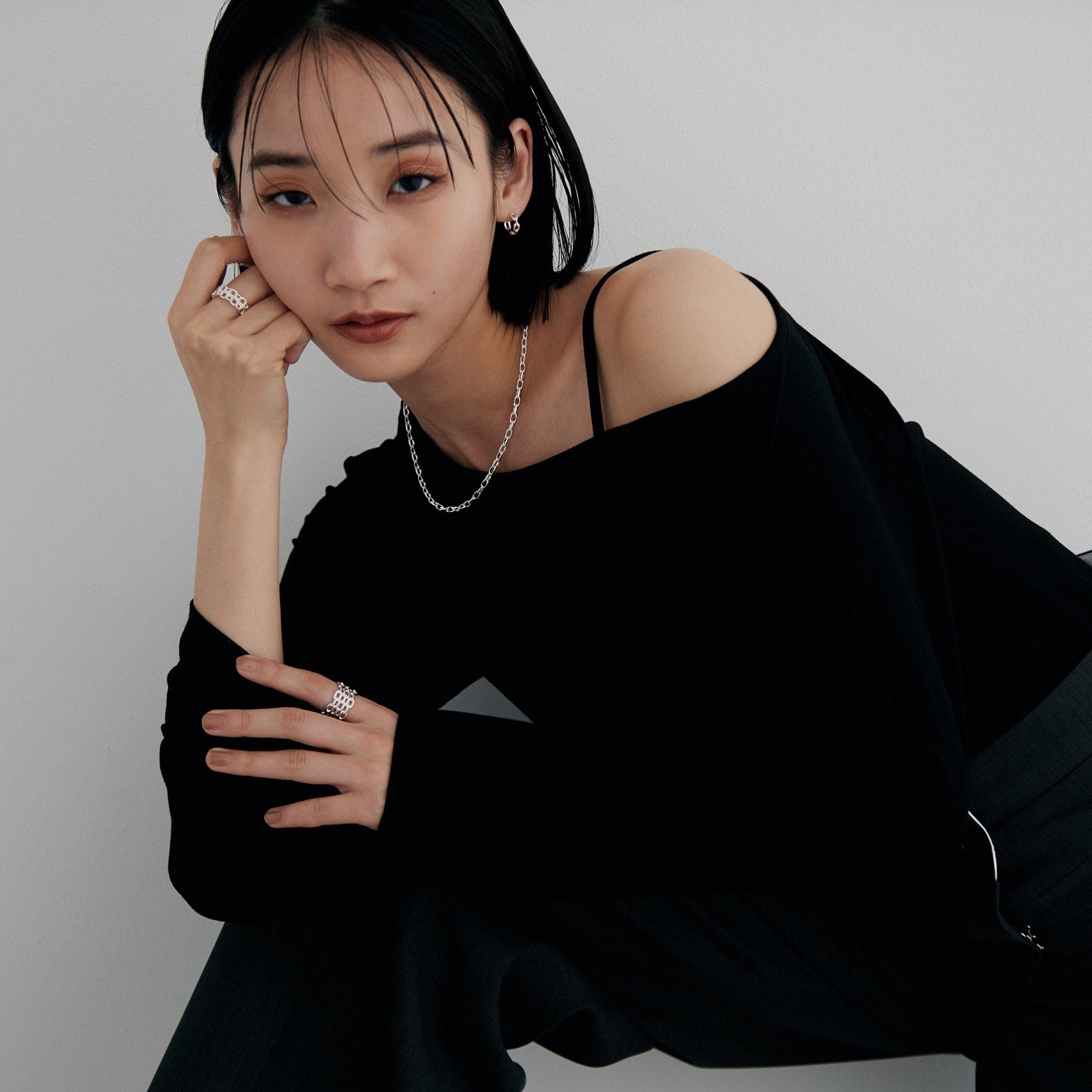 ココシュニック オンキッチュ COCOSHNIK ONKITSCH シルバー デザインチェーン ニュアンスケーブルネックレス(38cm) (シルバー(600)) シルバー(600)