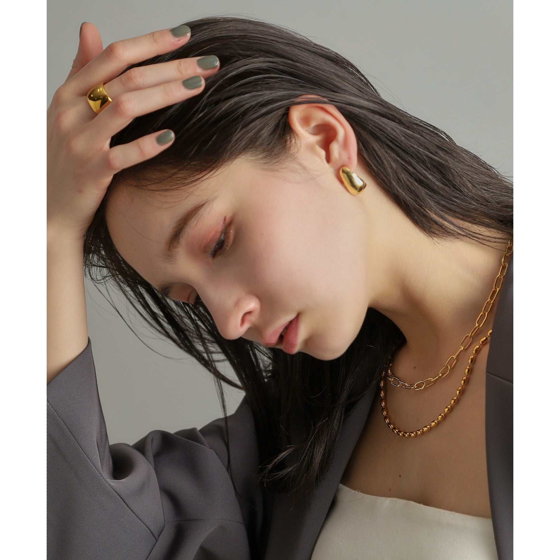 COCOSHNIK ONKITSCH COCOSHNIK ONKITSCH silver Link Chain Short Mantel Necklace GP