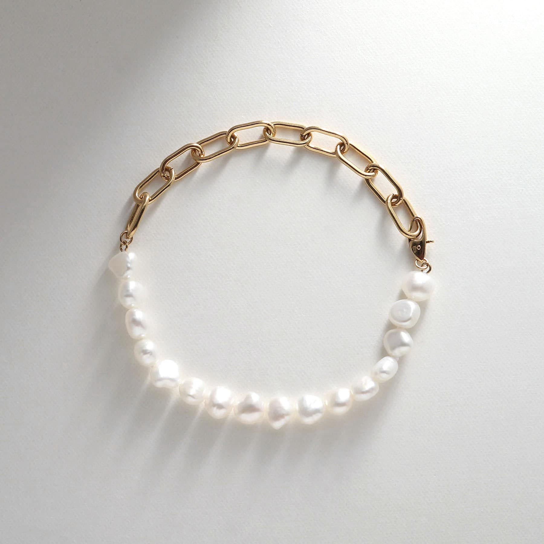 COCOSHNIK ONKITSCH COCOSHNIK ONKITSCH 銀色 巴洛克珍珠 鏈混合 手環L GP