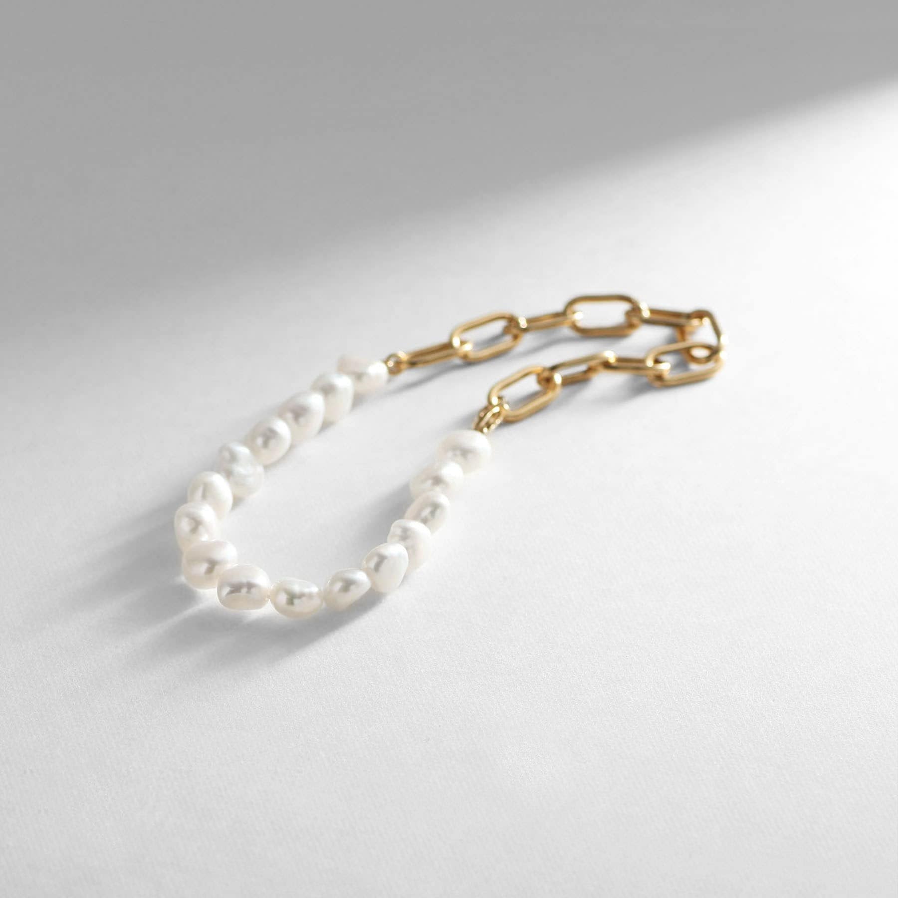 COCOSHNIK ONKITSCH COCOSHNIK ONKITSCH 銀色 巴洛克珍珠 鏈混合 手環L GP