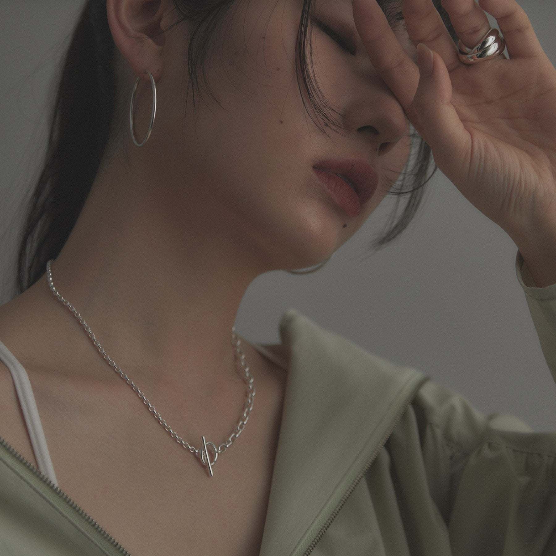 ココシュニック オンキッチュ COCOSHNIK ONKITSCH シルバー ミックスネックレス ドームチェーンマンテルネックレス シルバー(600)