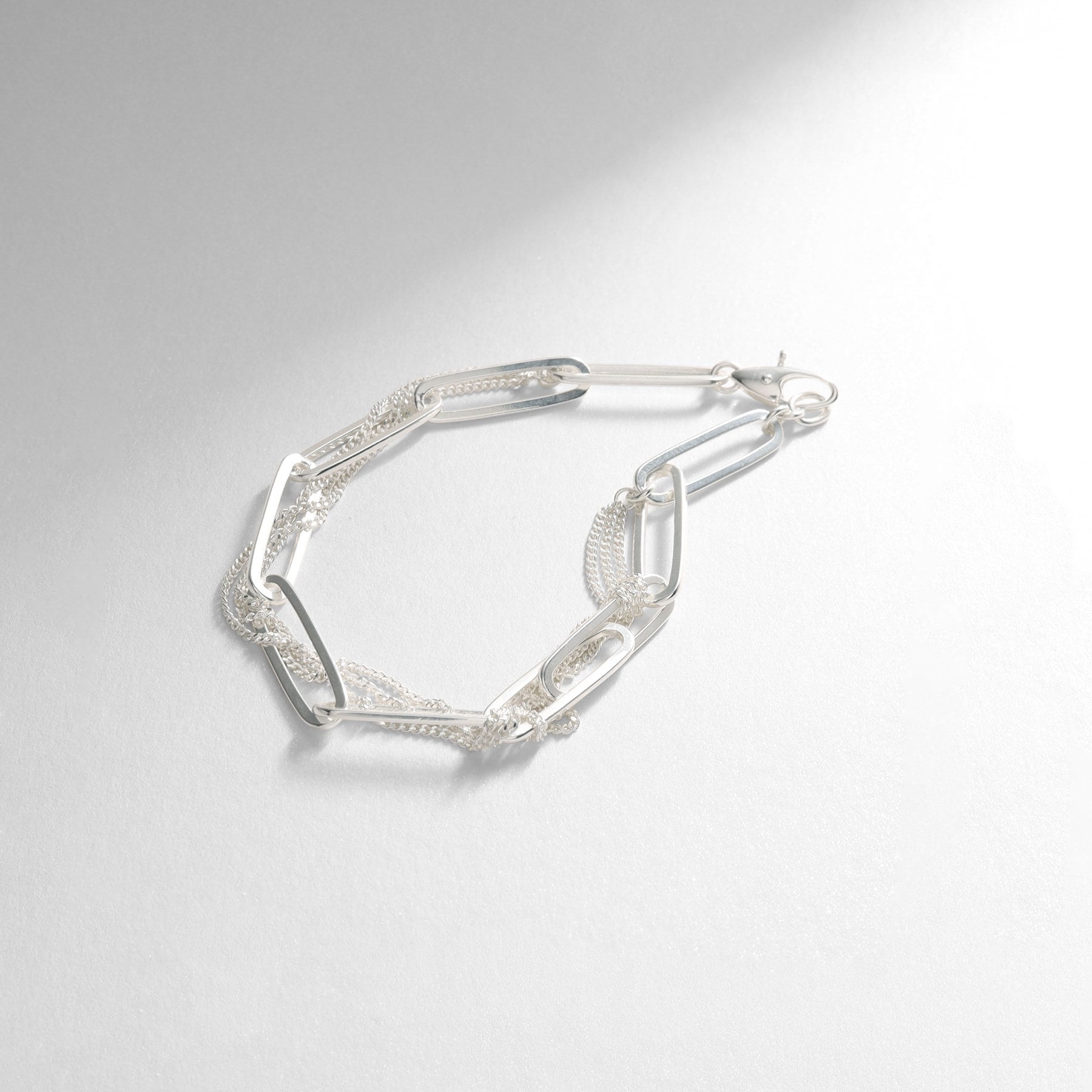 ココシュニック オンキッチュ COCOSHNIK ONKITSCH シルバー ミックスチェーン フラット カーブスルー ブレスレット シルバー(600)