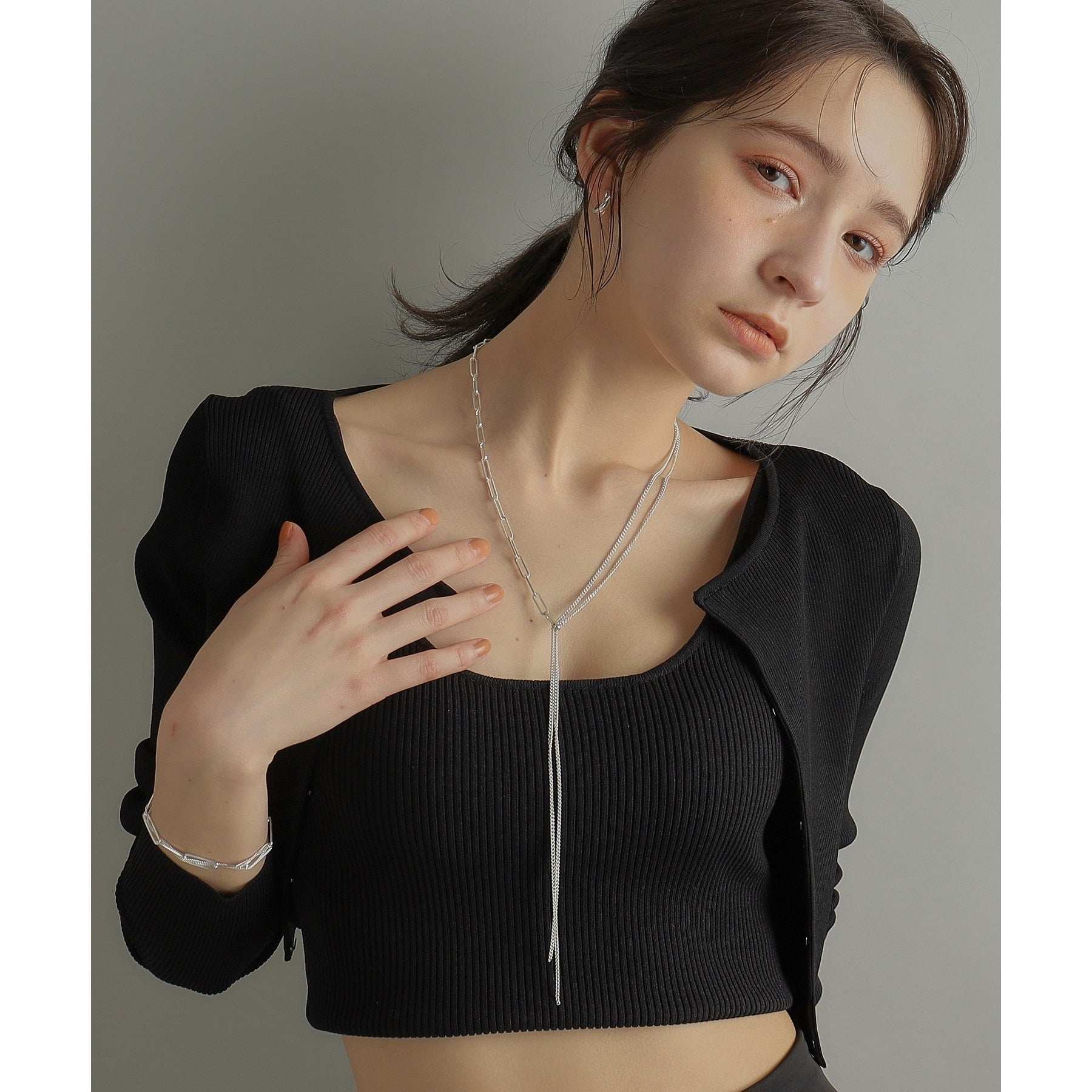 ココシュニック オンキッチュ COCOSHNIK ONKITSCH シルバー ミックスチェーン フラット カーブスルー ブレスレット シルバー(600)