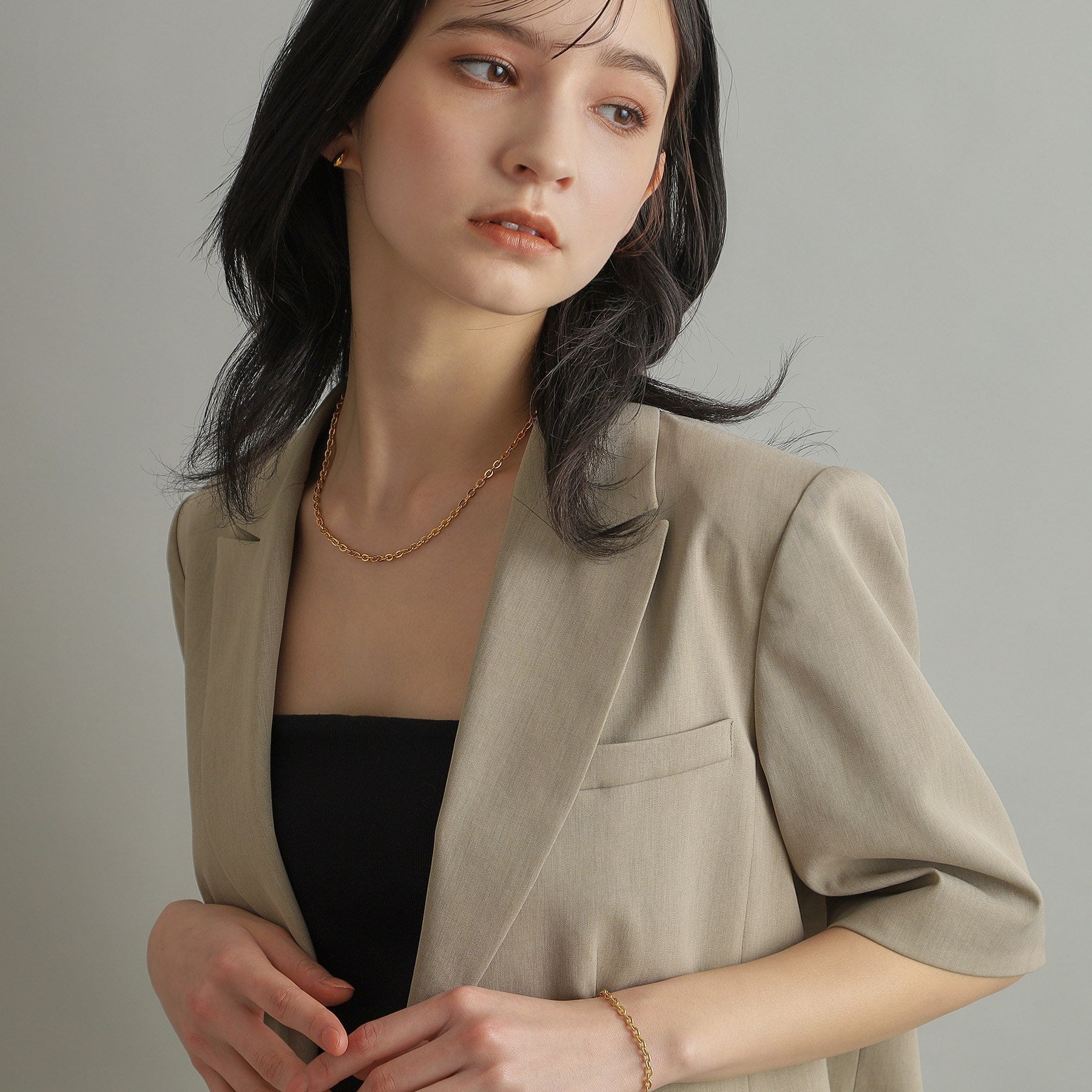 ココシュニック オンキッチュ COCOSHNIK ONKITSCH シルバー デザインチェーン フラットオーバルボールリンクネックレス GP (ゴールド(600)) ゴールド(600)