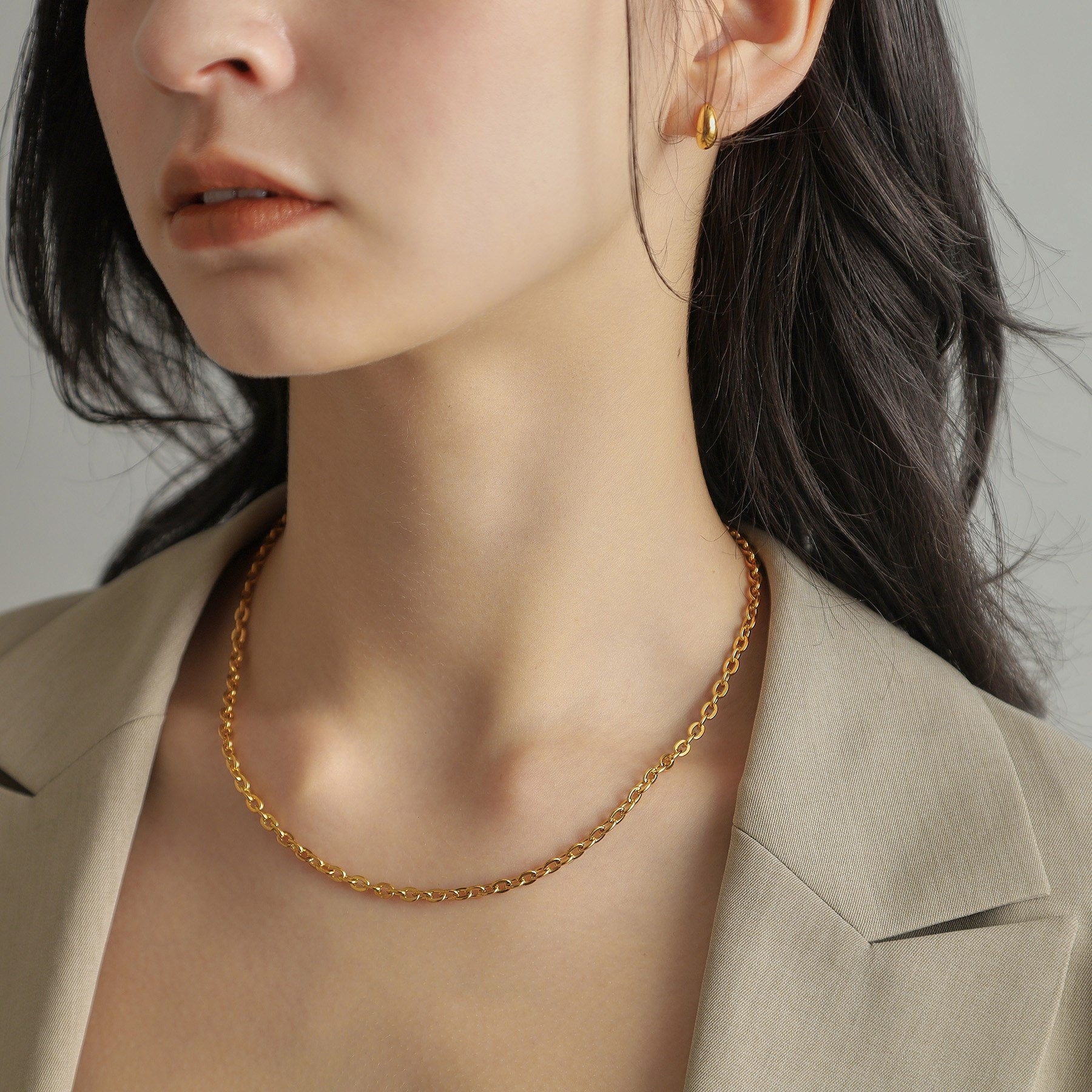 ココシュニック オンキッチュ COCOSHNIK ONKITSCH シルバー デザインチェーン フラットオーバルボールリンクネックレス GP (ゴールド(600)) ゴールド(600)