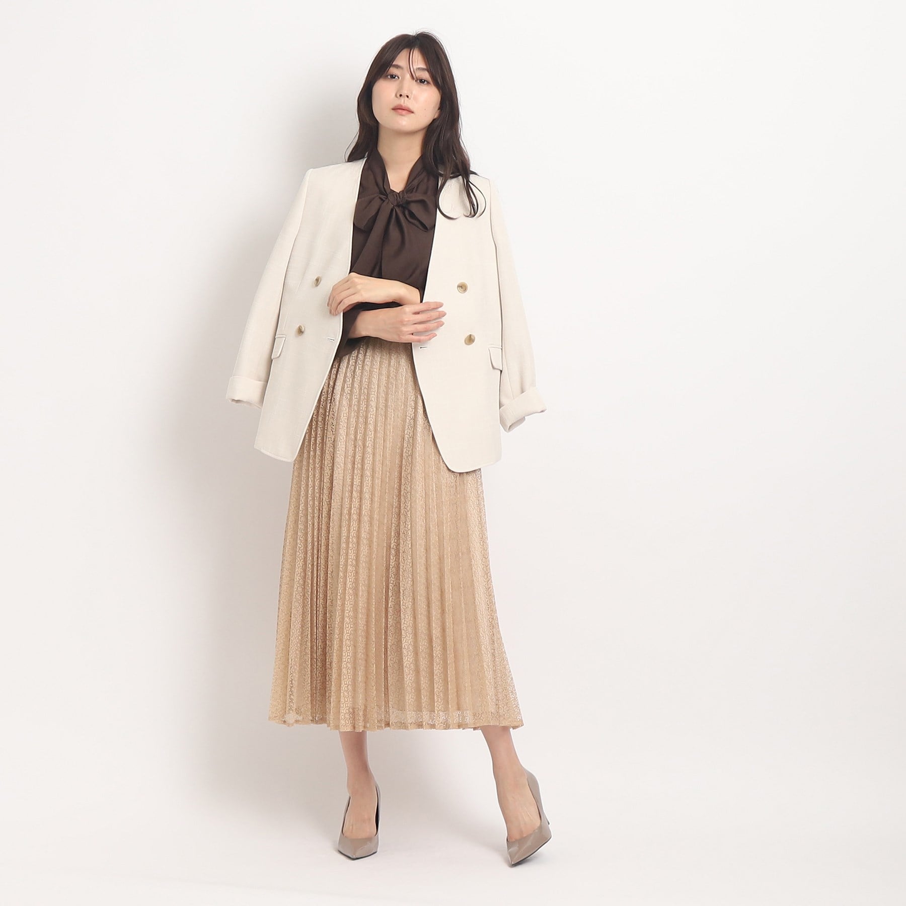 クードシャンス COUP DE CHANCE 【洗える/着回し◎】着映える!華やぐレースプリーツスカート (ベージュ(052)) ベージュ(052)