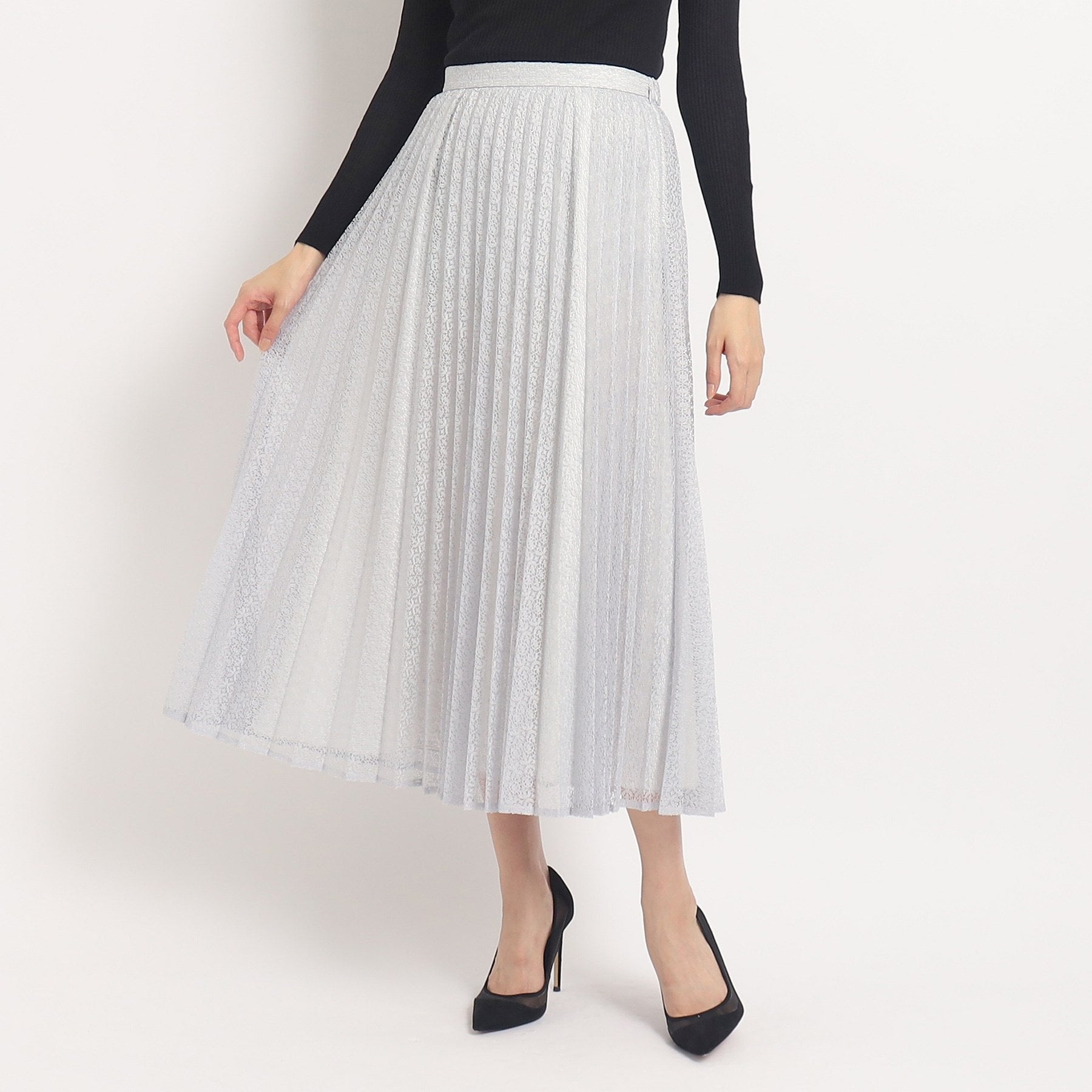 クードシャンス COUP DE CHANCE 【洗える/着回し◎】着映える!華やぐレースプリーツスカート (ベージュ(052)) ベージュ(052)