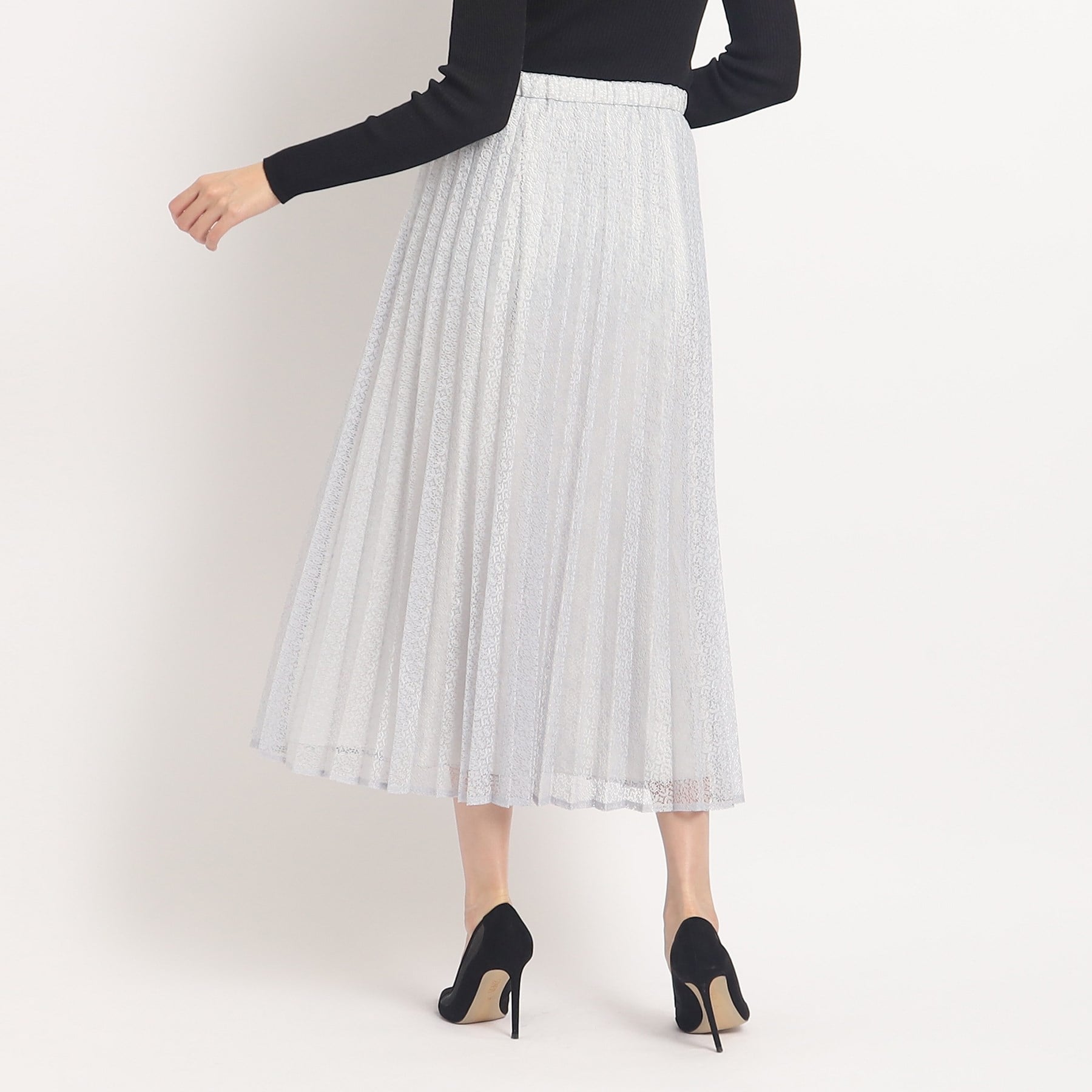 クードシャンス COUP DE CHANCE 【洗える/着回し◎】着映える!華やぐレースプリーツスカート (ベージュ(052)) ベージュ(052)