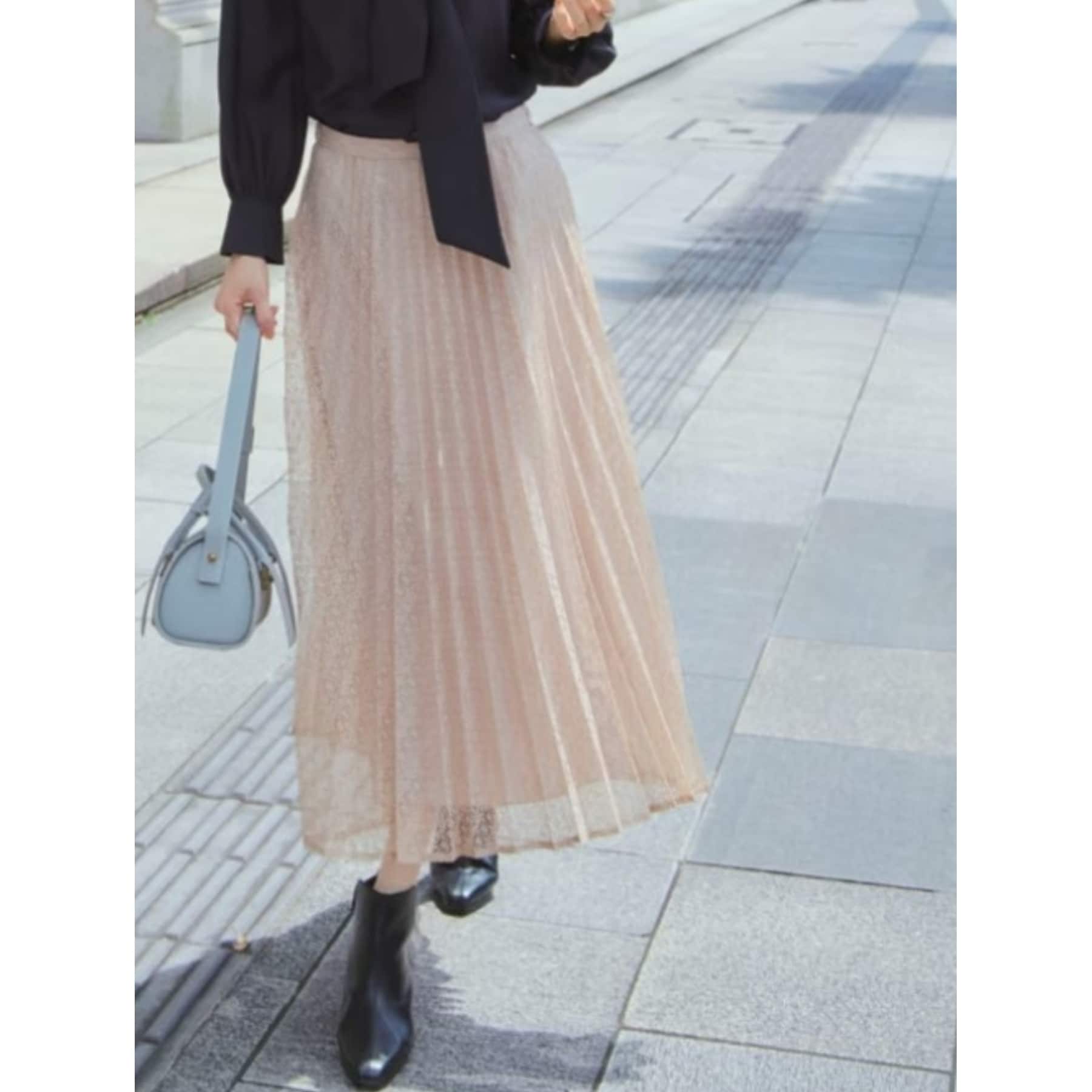 クードシャンス COUP DE CHANCE 【洗える/着回し◎】着映える!華やぐレースプリーツスカート (ベージュ(052)) ベージュ(052)