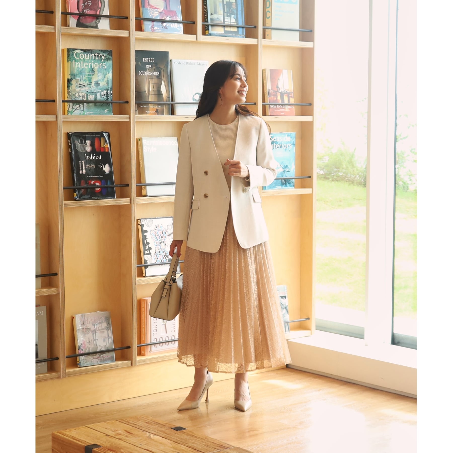 クードシャンス COUP DE CHANCE 【洗える/着回し◎】着映える!華やぐレースプリーツスカート (ベージュ(052)) ベージュ(052)